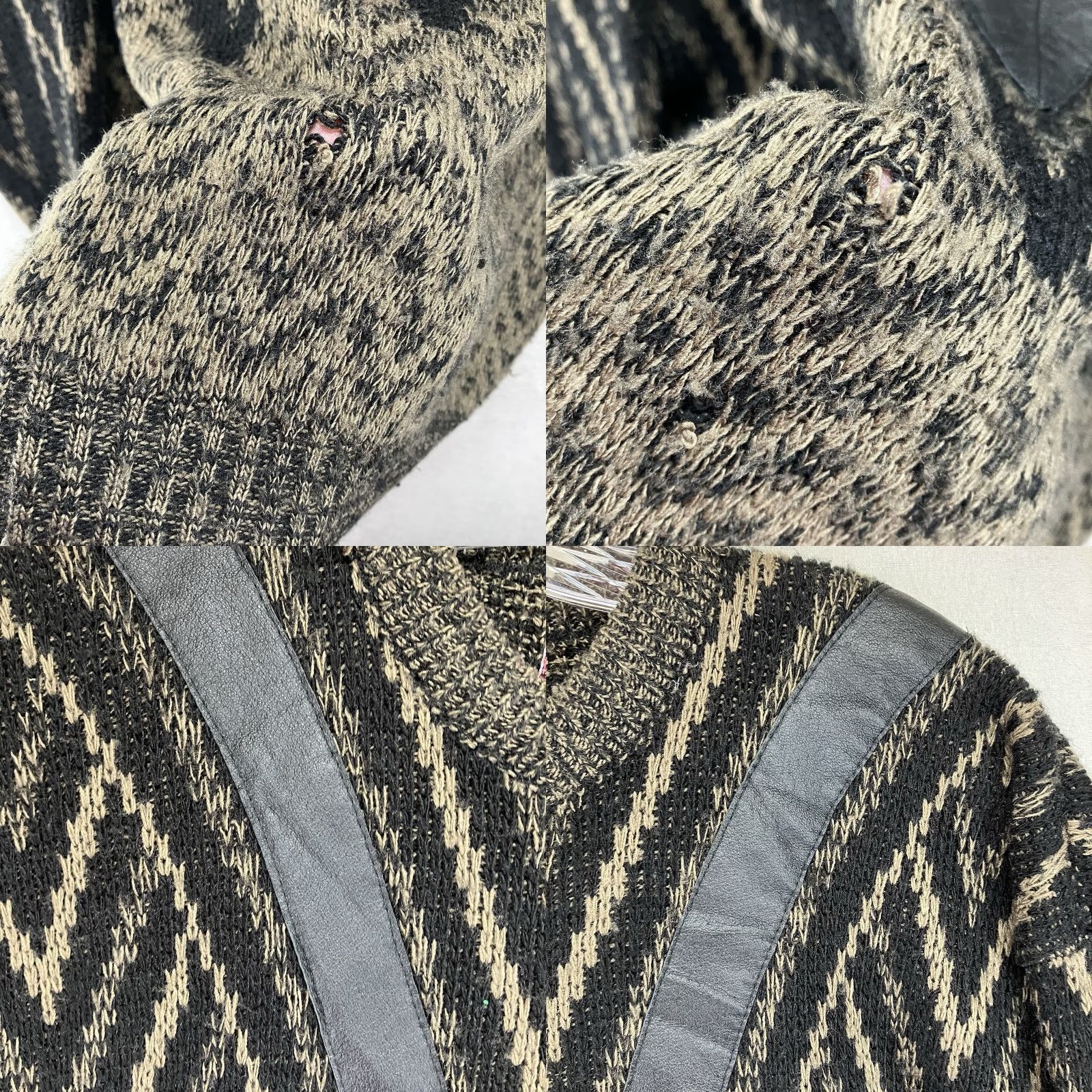 Vintage VINTAGE Cartwell Leather Acrylic Sweater Pullover Crew Neck Long Sleeve Men L Black Tan Geometric Pattern 80s 70s Bohemian Retro Size US L / EU 52-54 / 3 - 9 Thumbnail