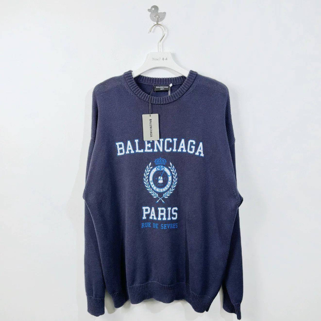 Balenciaga balenciaga paris logo crewneck sweater navy Size US M / EU 48-50 / 2 - 1 Thumbnail