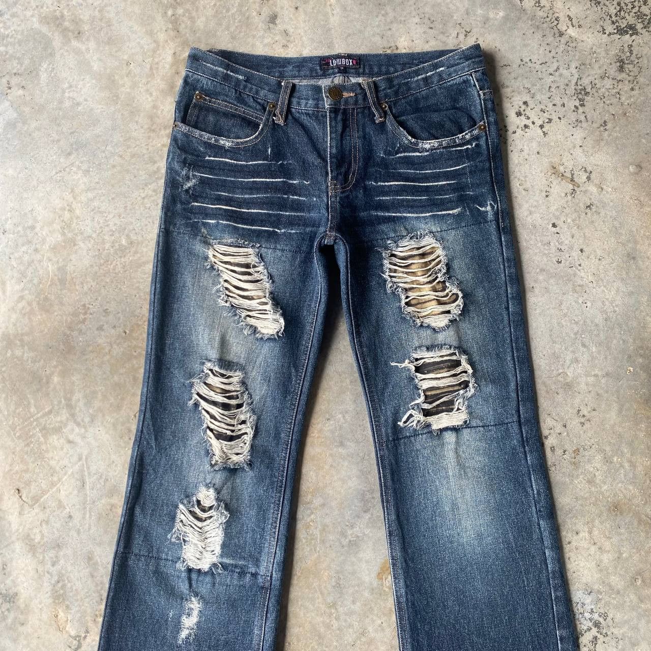 LOWBOX ARCHIVE Lowbox "Shredded" Distressed Flare Cyberpunk Size US 29 - 4 Thumbnail