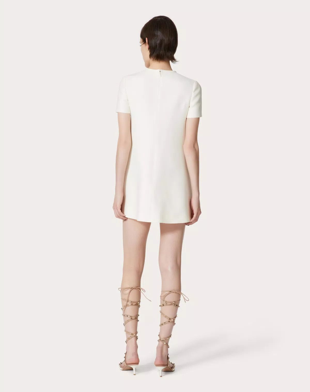 Valentino o1s1wg110625 Crepe Couture Short Dress in White Size S / US 4 / IT 40 - 5 Thumbnail