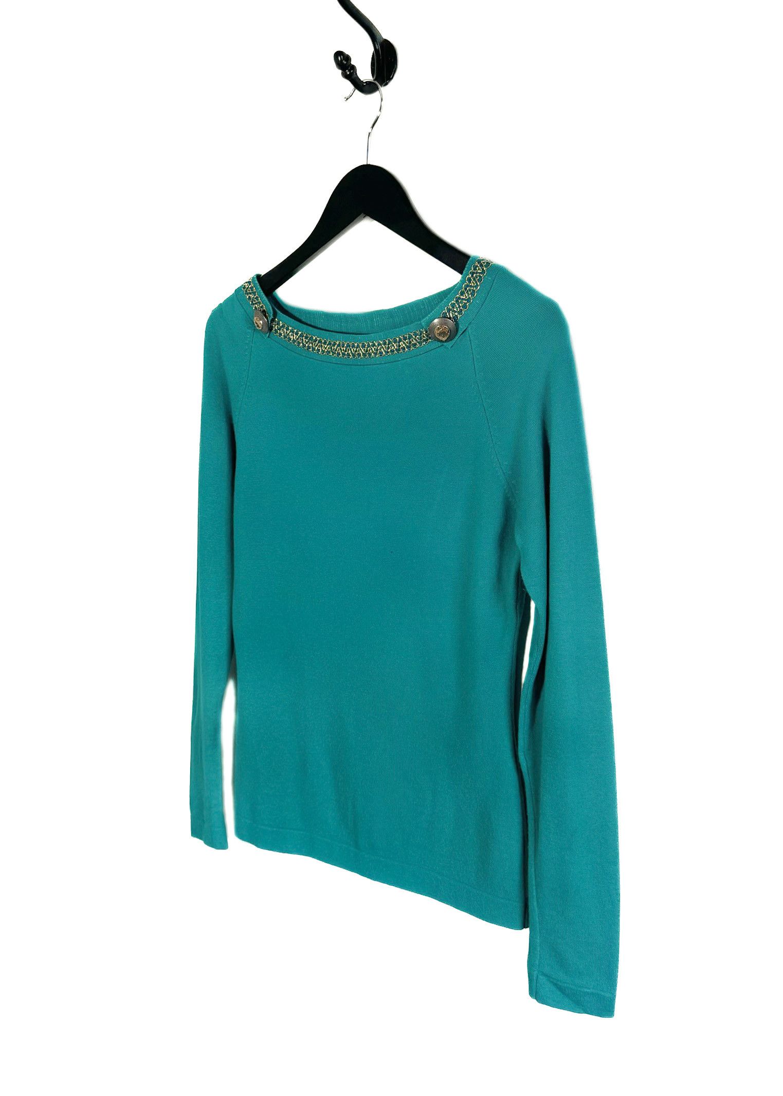Versace Versace Collection Turquoise Boat Neck Mesh Back Sweater Size S / US 4 / IT 40 - 2 Thumbnail