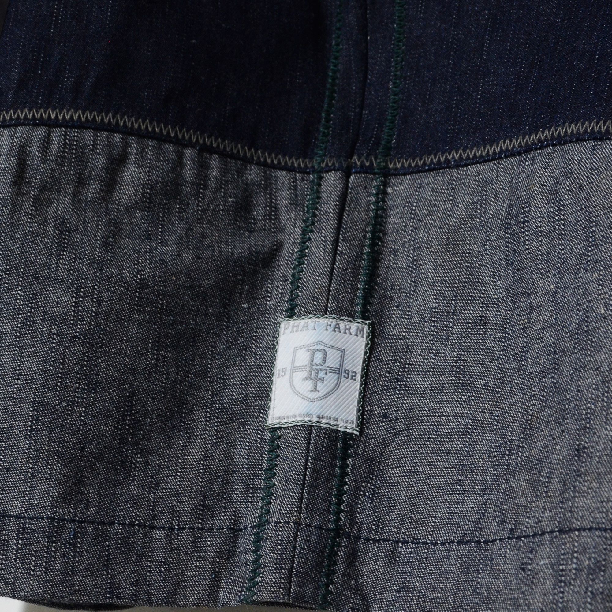 Phat Farm PF Jorts Raw Denim Rare Design 90s Hiphop Streetwear Size US 34 / EU 50 - 6 Thumbnail