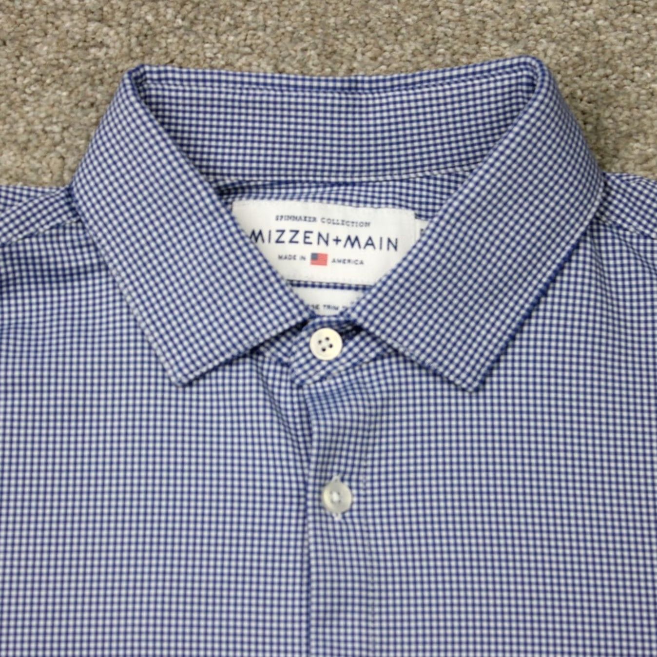 Mizzen+Main Mizzen+Main Shirt Mens XL Blue Check Spinnaker Trim Fit Stretch Long Sleeve Size US XL / EU 56 / 4 - 4 Thumbnail