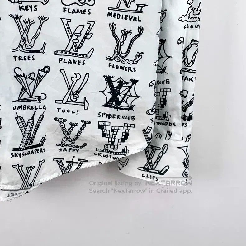 Louis Vuitton Louis Vuitton White logo graffiti full-print cotton lapel Size US XL / EU 56 / 4 - 4 Thumbnail