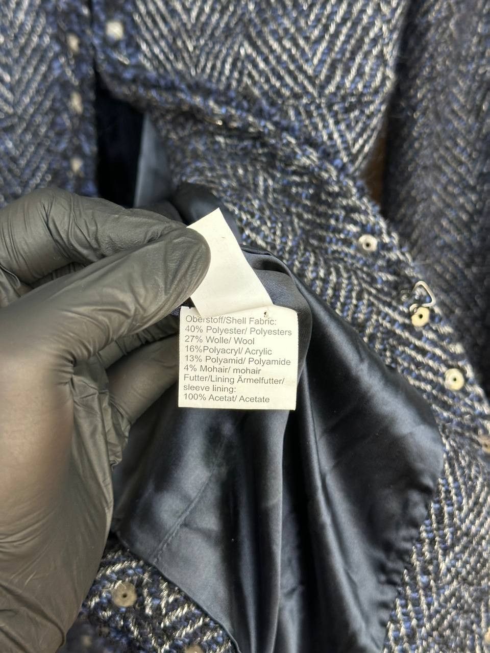 Other IQ+ Berlin Herringbone Tweed Jacket Coat Wool Fringe Trim Size M / US 6-8 / IT 42-44 - 12 Thumbnail