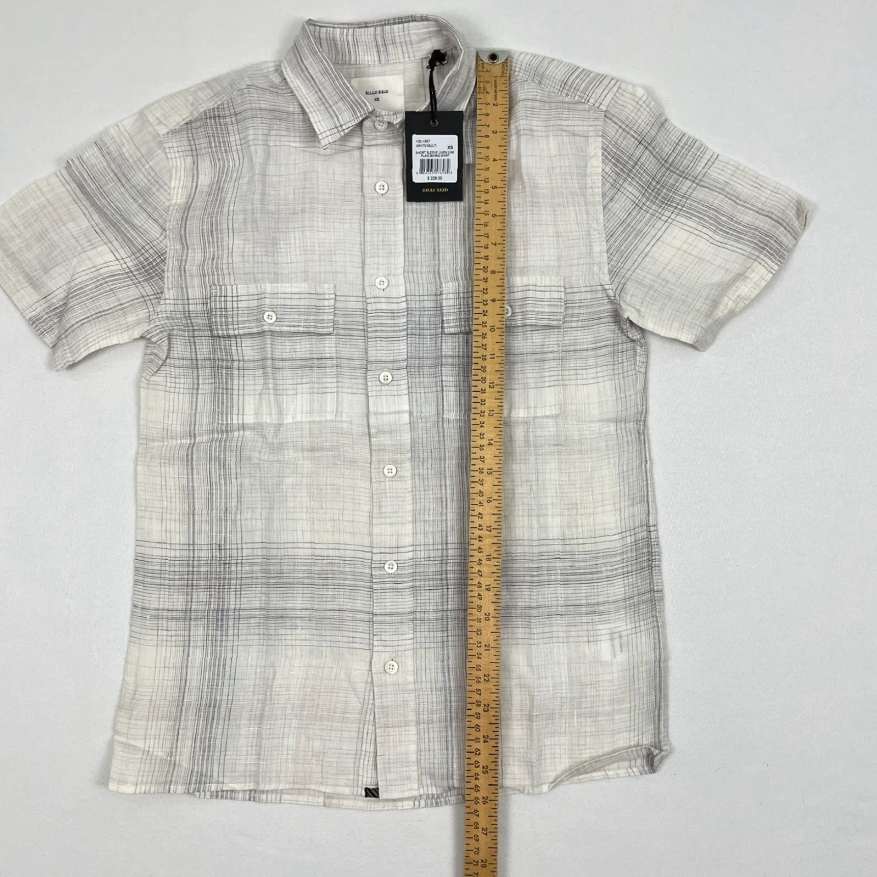 Billy Reid Billy Reid Banks Shirt Mens XS White Line Plaid Linen Button Up Short Sleeve NEW Size US XS / EU 42 / 0 - 3 Thumbnail