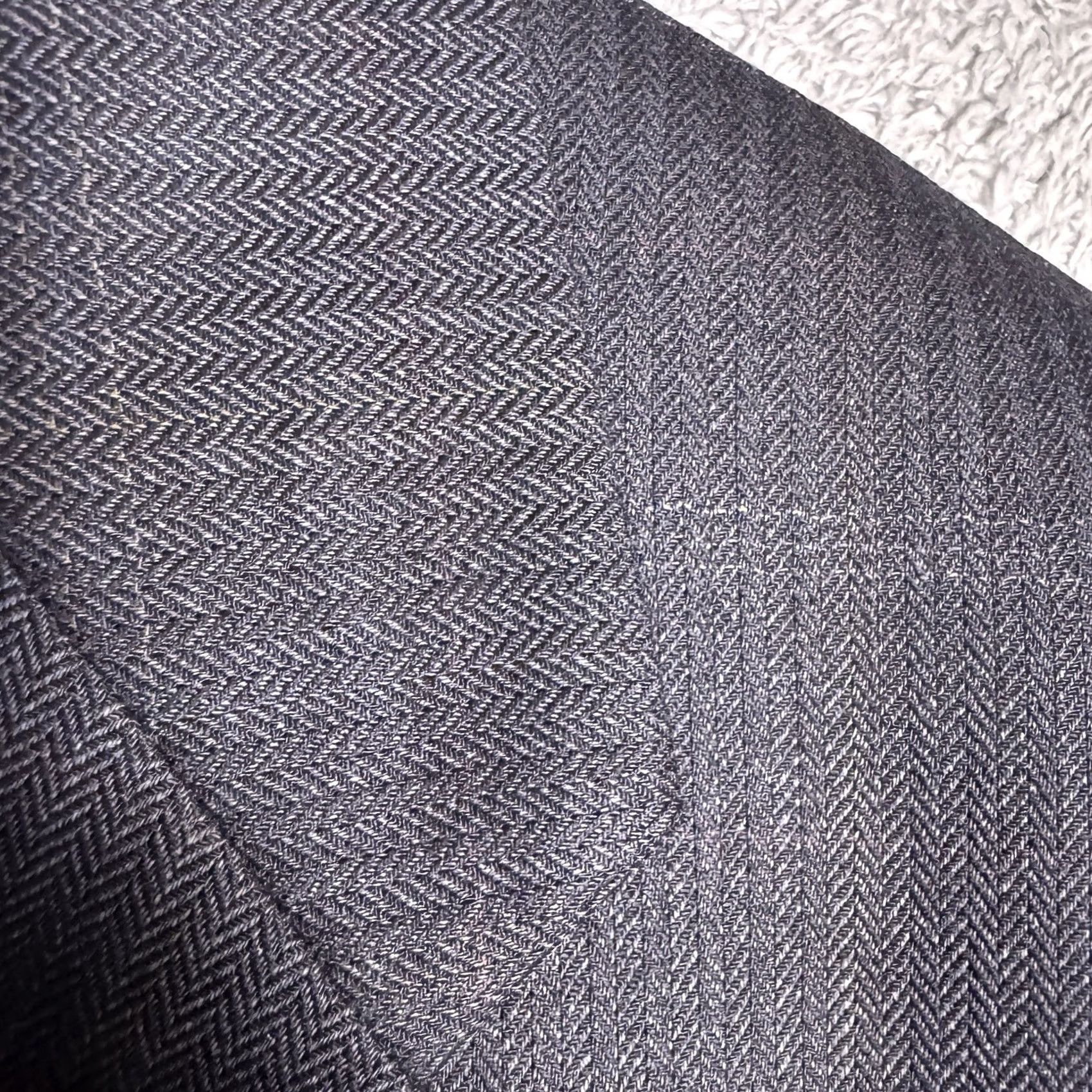Ralph Lauren VINTAGE Ralph Lauren Blazer Men 44L Pure New Wool Suit Jacket Windowpane Herringbone Blue Wool) Size 44R - 3 Thumbnail