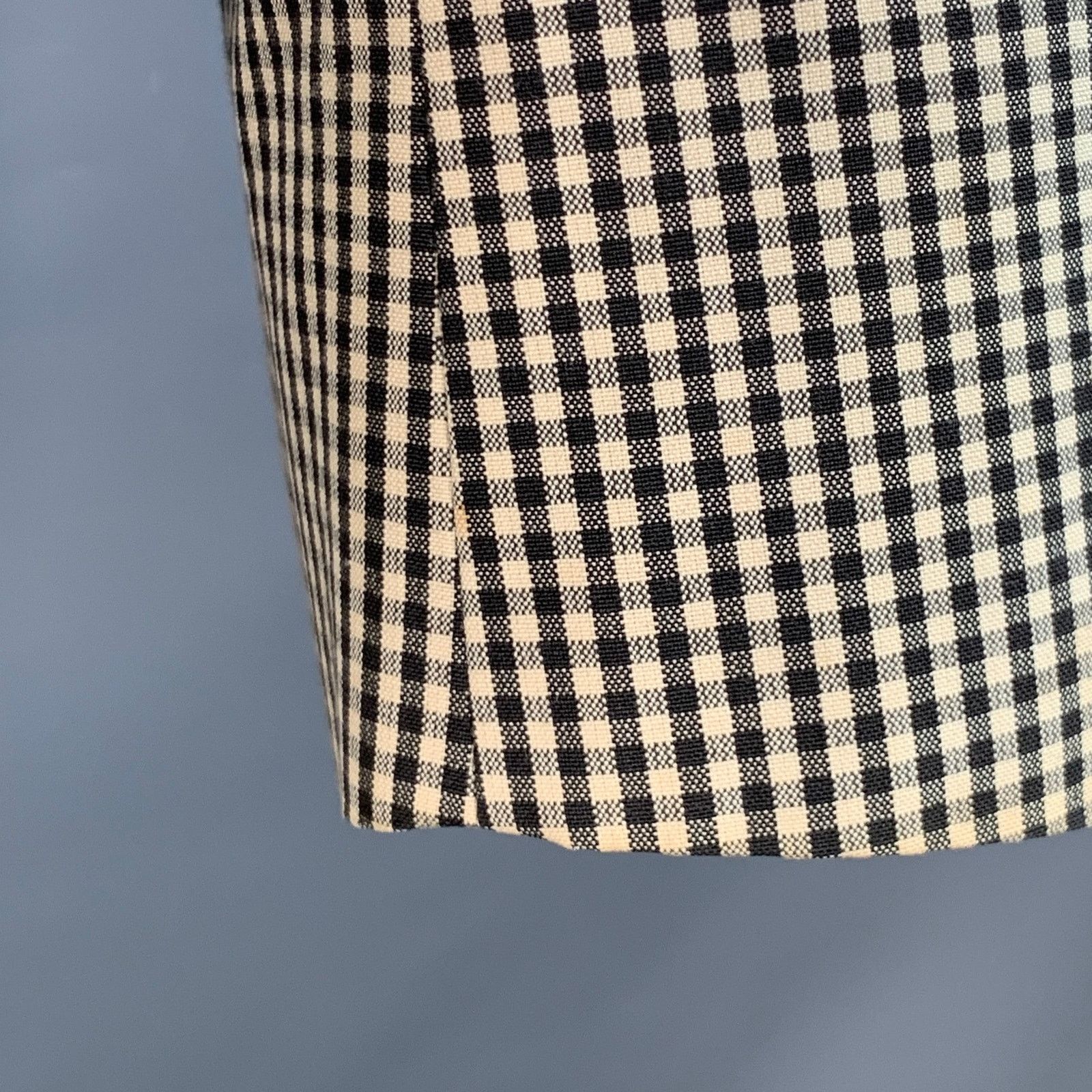agnes b. Cream Black Gingham Cotton Slim Fit Notch Lapel Sport Coat Size 42R - 6 Thumbnail