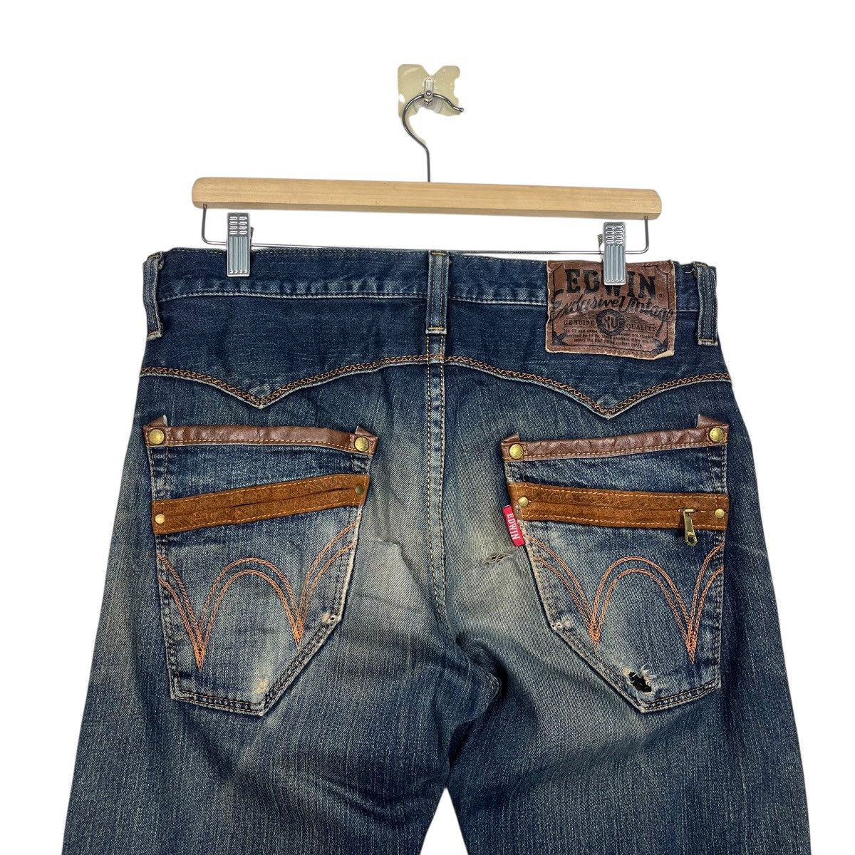 Edwin Vintage Edwin Western Cowboy Distressed Denim Jeans Size US 34 / EU 50 - 8 Thumbnail