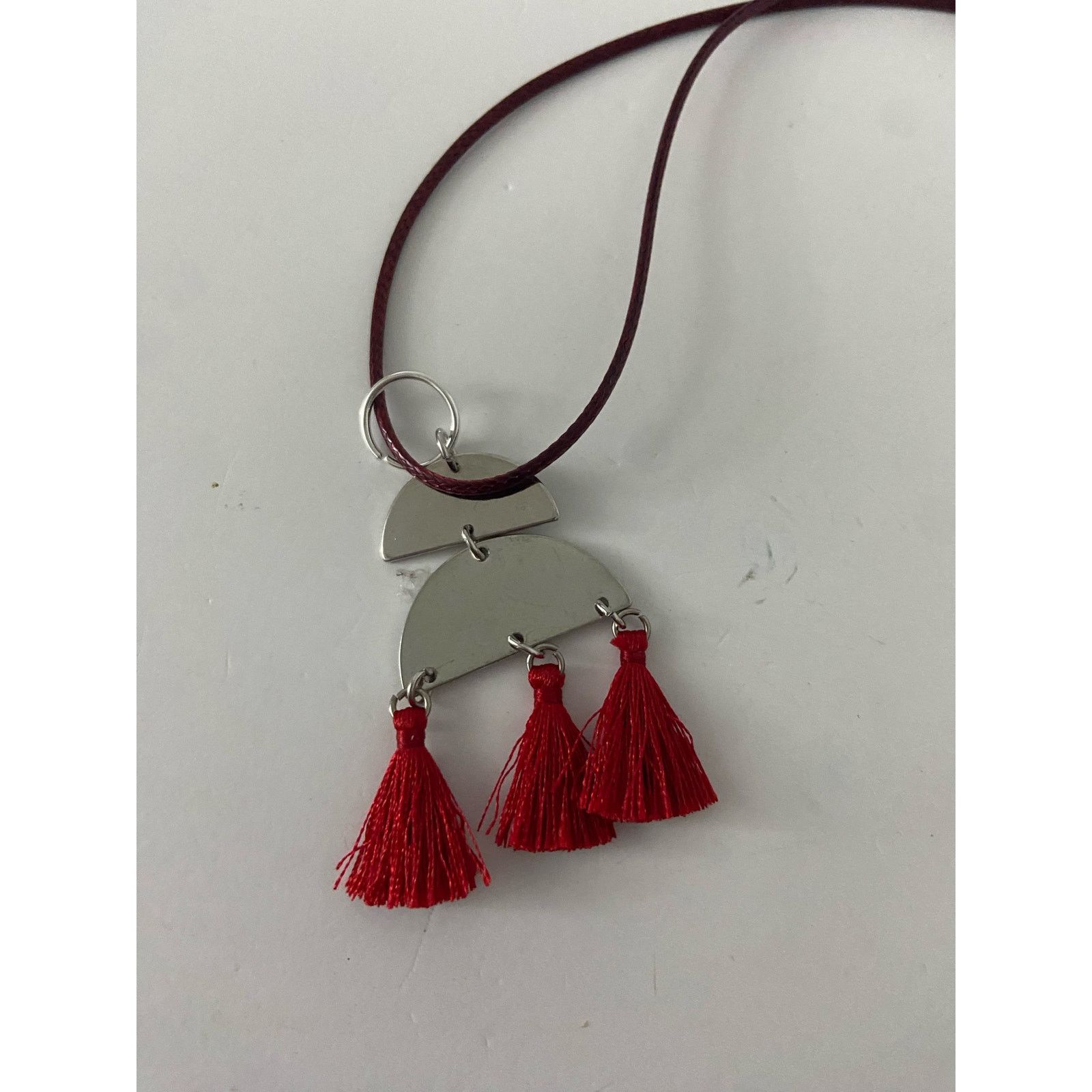 Other red tassel pendant necklace silver tone Size ONE SIZE - 4 Thumbnail