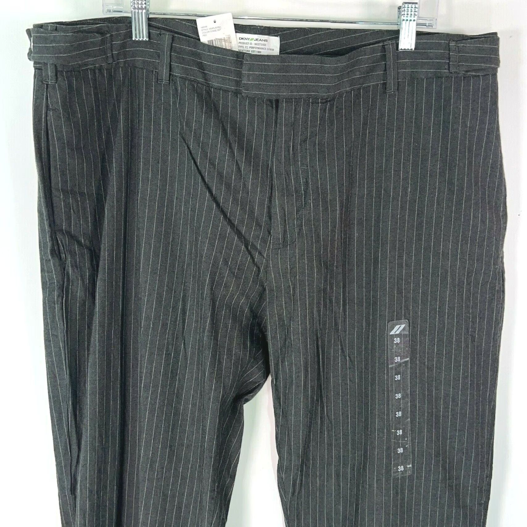 DKNY DKNY Jeans Dress Pants Mens Gray Striped Flat Front Mid Rise Straight Leg Size 38 Inseam 34 in Size US 40 / EU 56 - 2 Thumbnail