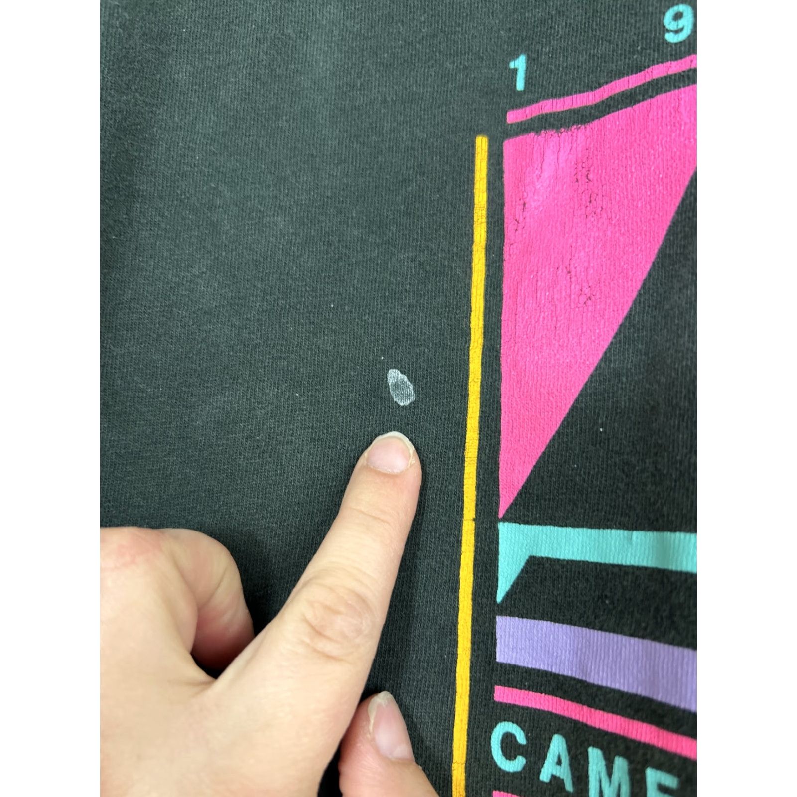 Fruit Of The Loom VINTAGE Fruit of the Loom T-Shirt Men XL Short Sleeve Black Neon Pink 1990 Camellia Cup Regatta Mens XL Shirt Size US XL / EU 56 / 4 - 4 Thumbnail
