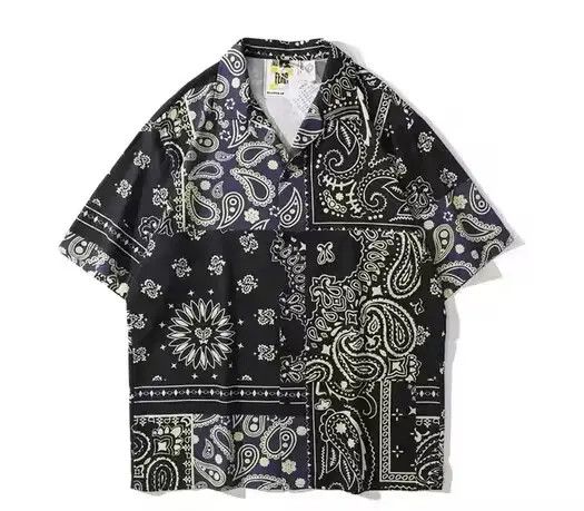 image of Vintage Cool Kerchief Bandana Bowling Casual Shirt in Mix, Men's (Size Large)