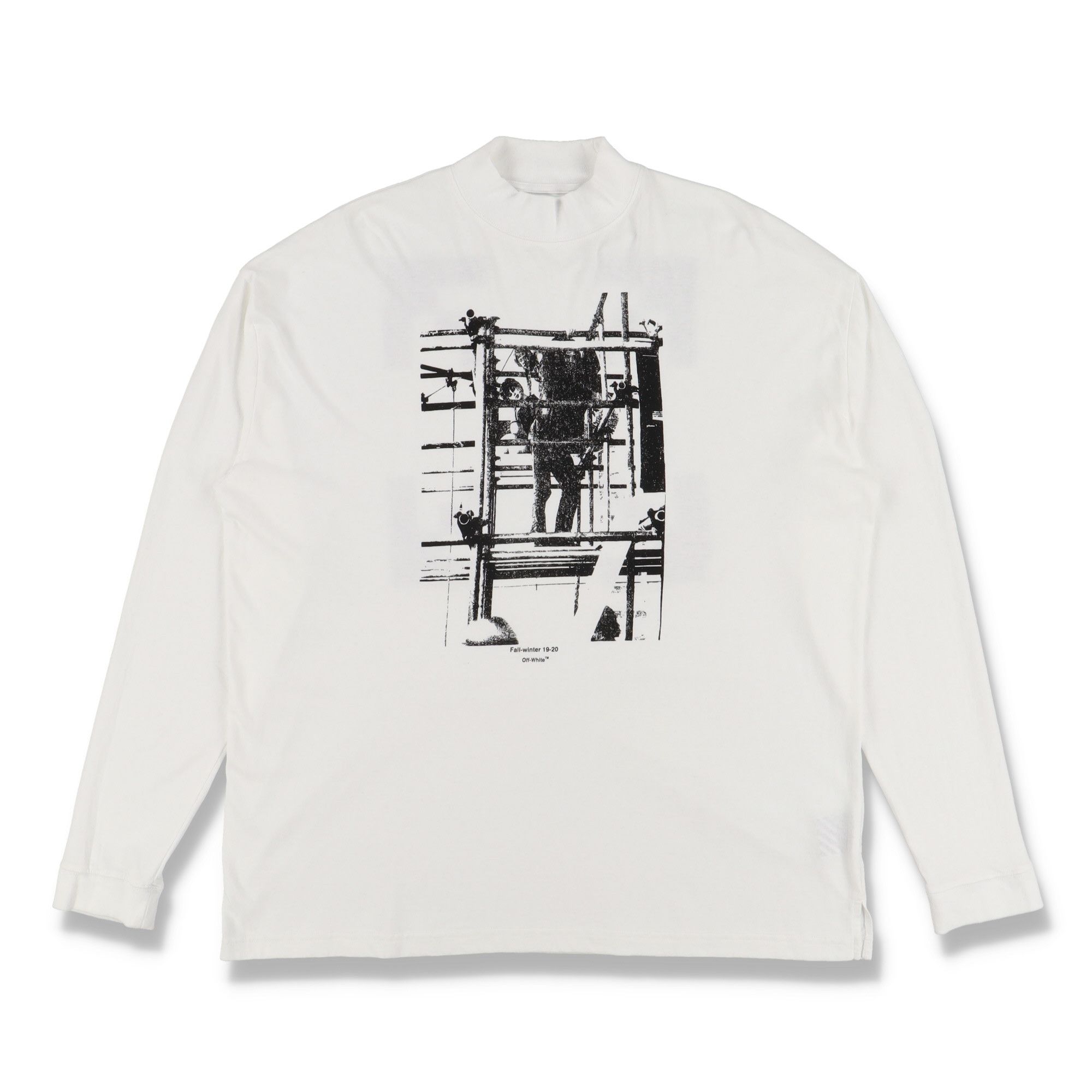 Off-White White Scaffolding Arrows Print Long Sleeve Mock Neck T-Shirt Size US M / EU 48-50 / 2 - 5 Thumbnail