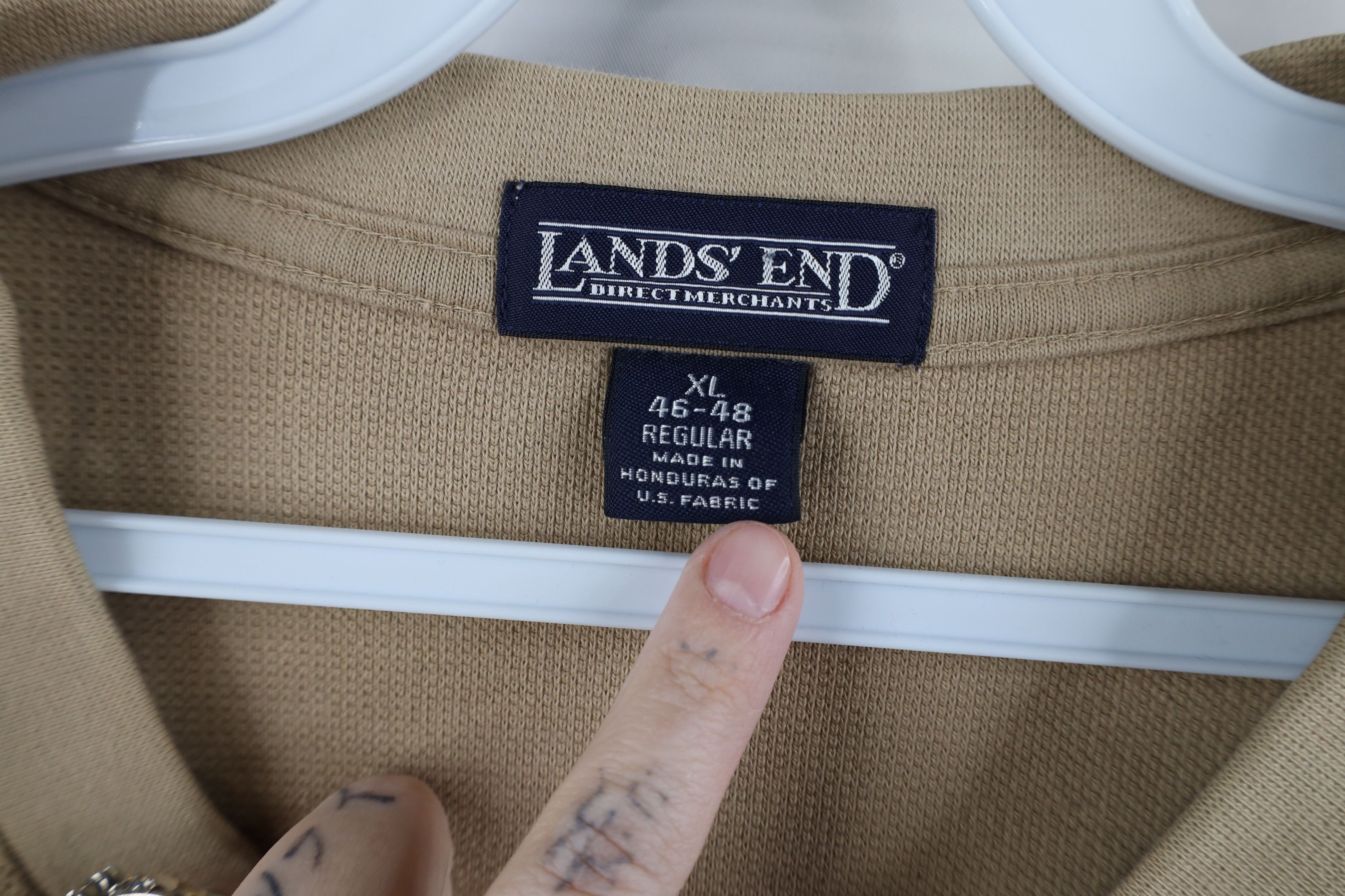 Lands' End × Vintage Vintage 90s Lands End Waffle Knit Sweater Vest Beige Cotton Size US XL / EU 56 / 4 - 4 Thumbnail