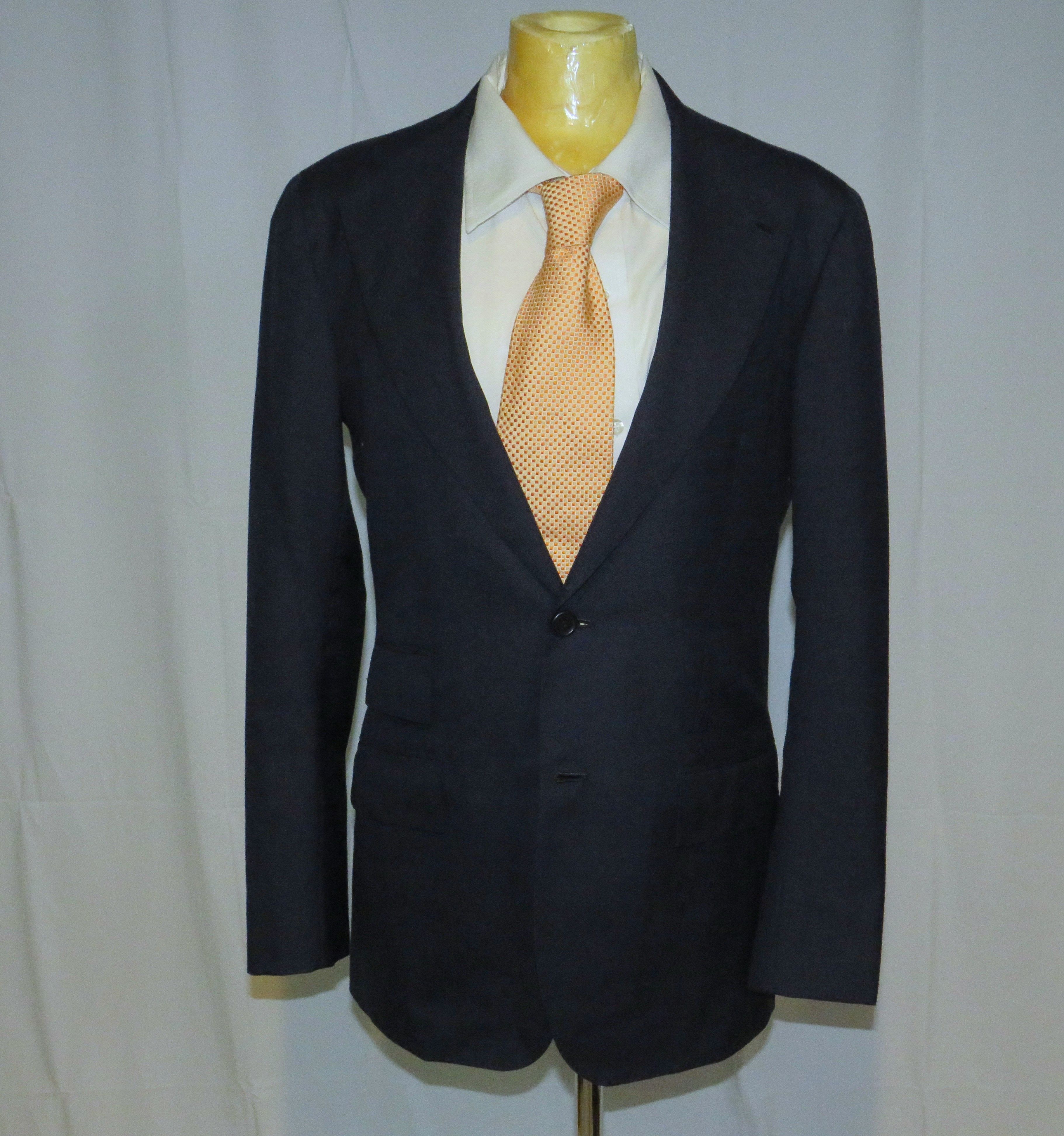 Orazio Luciano Bespoke Navy Barathea Hopsack Two Button Sport Coat 36 Size 36R - 1 Thumbnail