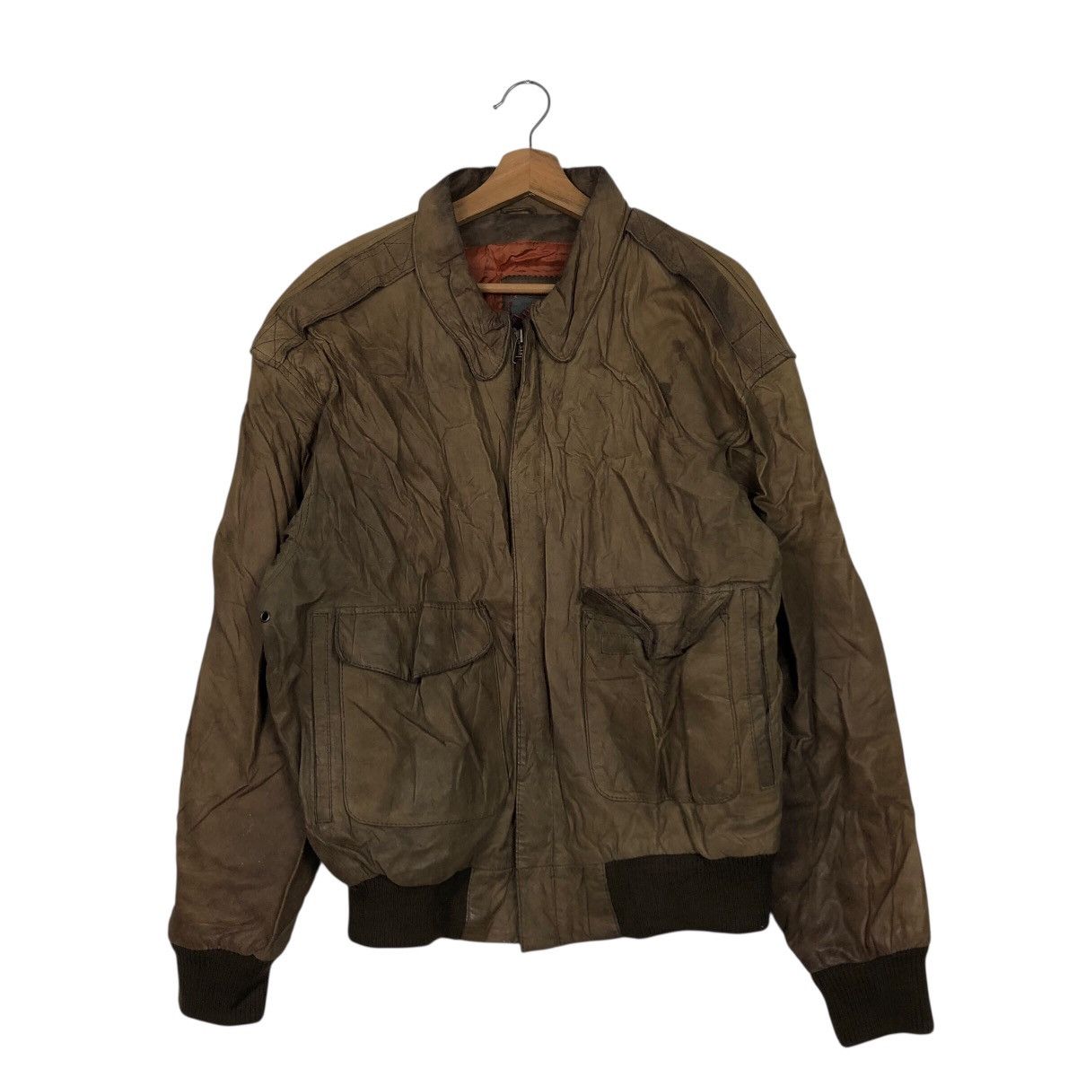 Japanese Brand 📌Vintage Bomber Leather Jacket Fly Adventure Bound Size US L / EU 52-54 / 3 - 2 Thumbnail