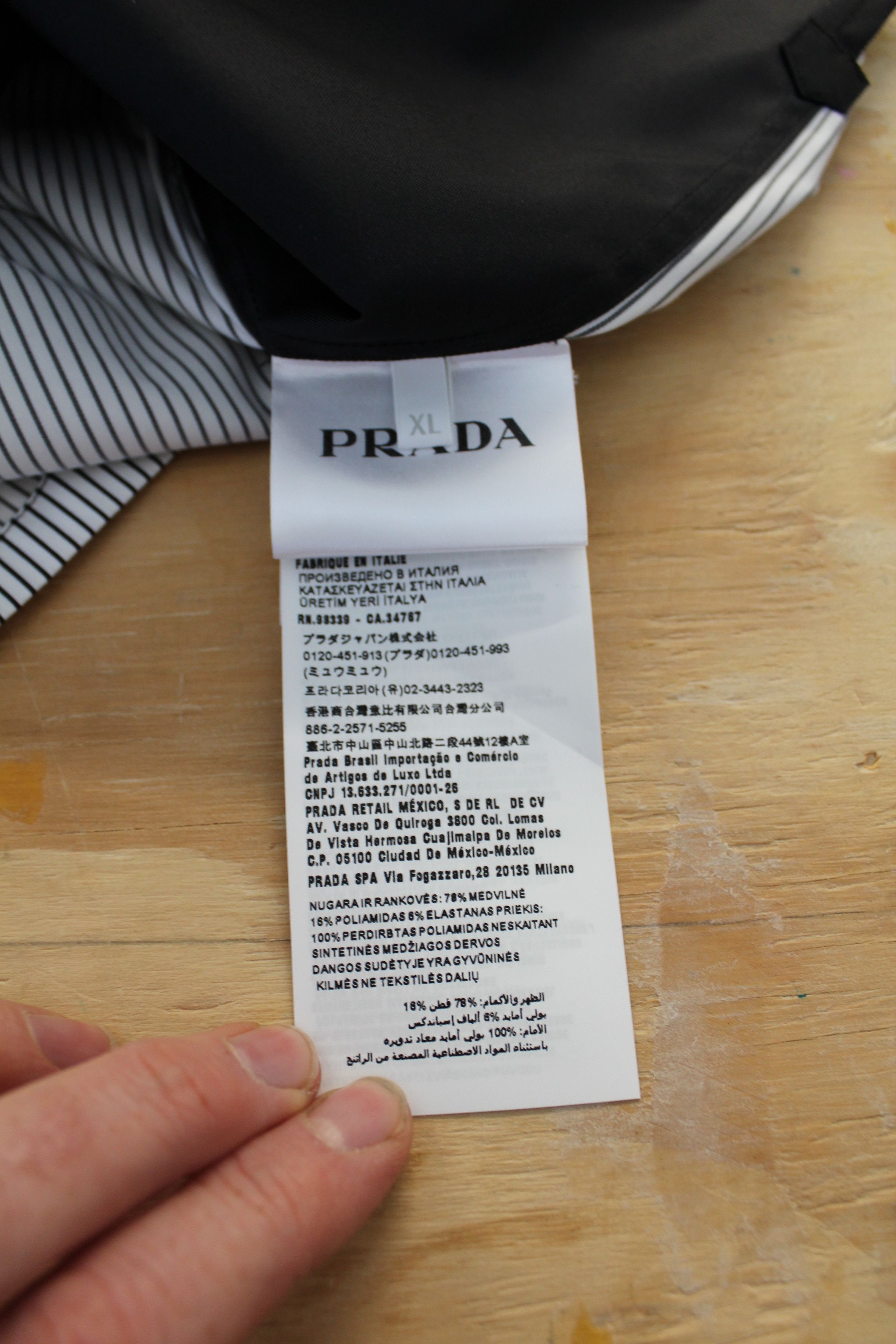 Prada Stretch Cotton & Re-Nylon Hybrid Shirt Black/White Size US XL / EU 56 / 4 - 6 Thumbnail