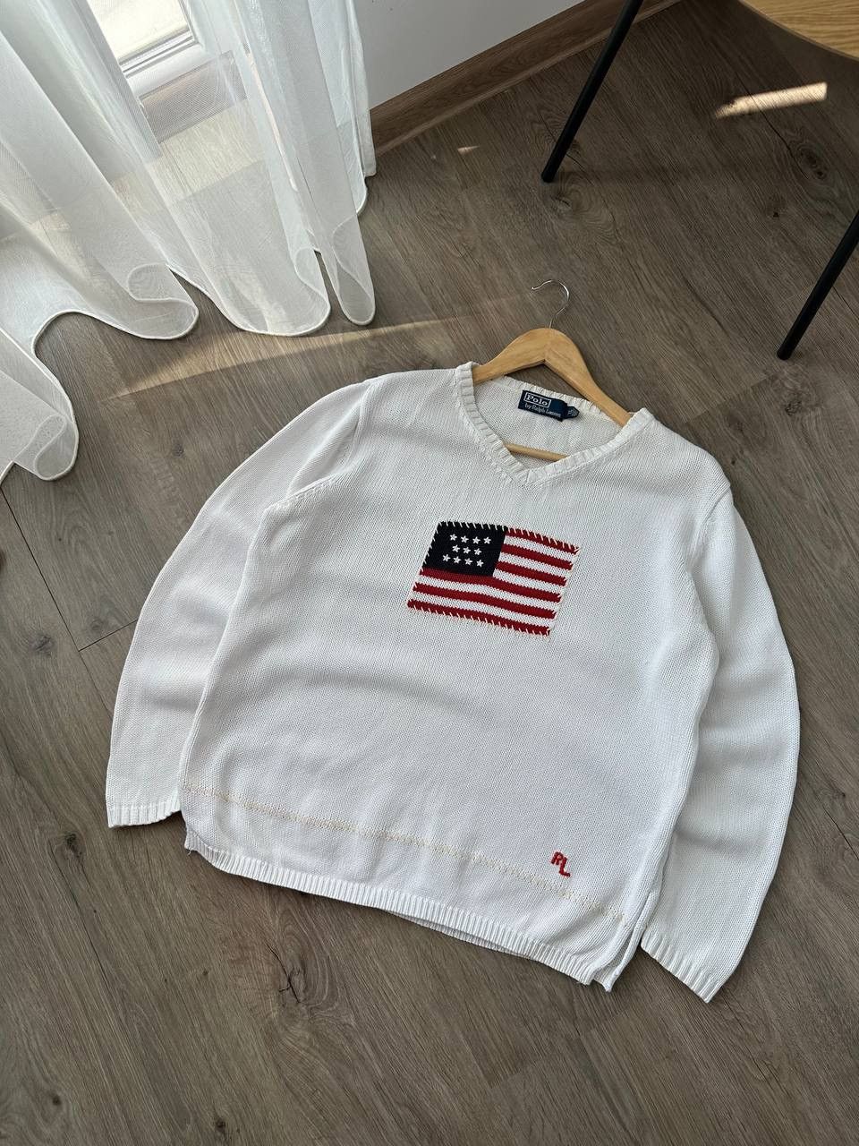 Polo Ralph Lauren Vintage Polo Ralph Lauren White USA Flag Sweater Size US S / EU 44-46 / 1 - 4 Thumbnail