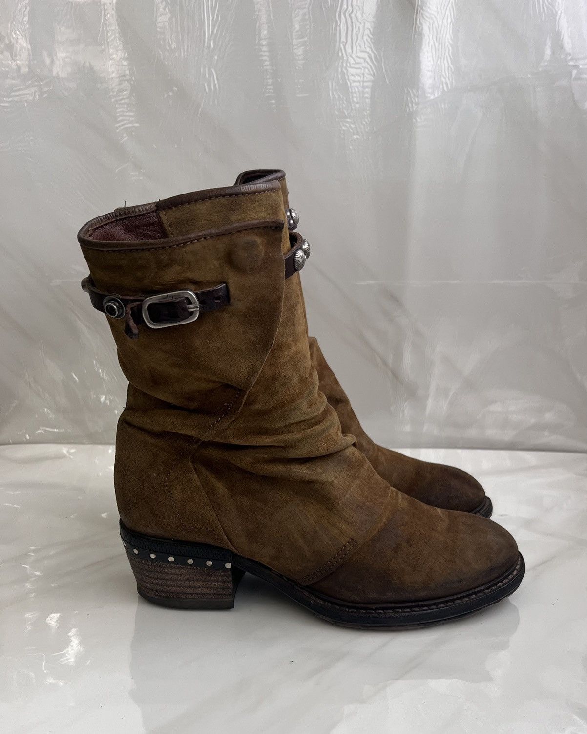 A.S.98 As 98 Airstep Zipper Boho Biker Green distressed boot Size US 8 / IT 38 - 4 Thumbnail