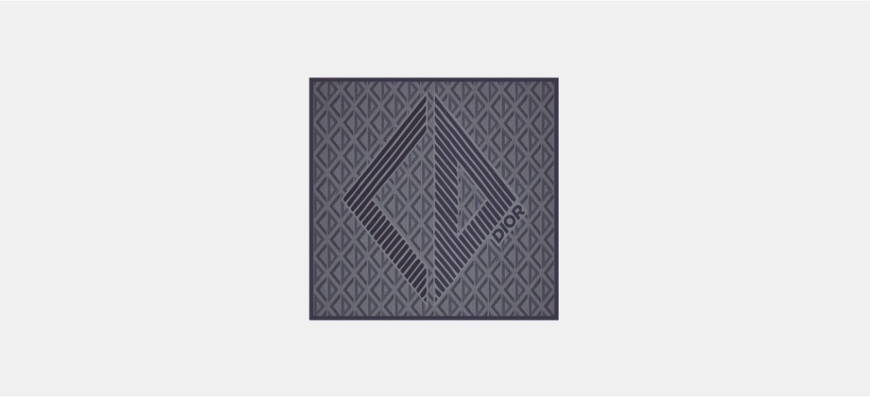 Dior CD Diamond Bandana Navy Blue and Gray Silk Size ONE SIZE - 1 Thumbnail