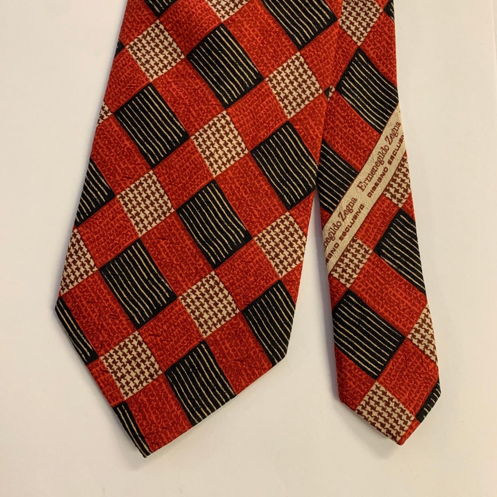 Ermenegildo Zegna ERMENEGILDO ZEGNA One Size Red Black Silk Tie Size ONE SIZE - 1 Thumbnail