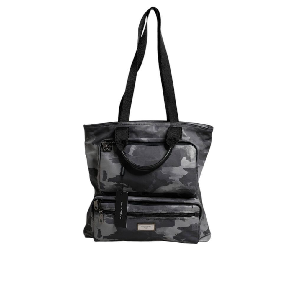 Dolce & Gabbana Dolce & Gabbana Gray Camo Cotton Multiple Compartments Tote Size ONE SIZE - 2 Thumbnail