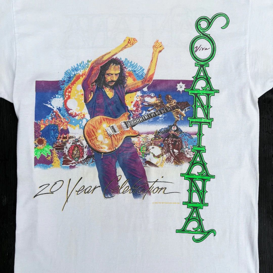 Band Tees Carlos Santana 1989 80s Vintage Euro Tour Band Rare T-Shirt Size US L / EU 52-54 / 3 - 3 Thumbnail