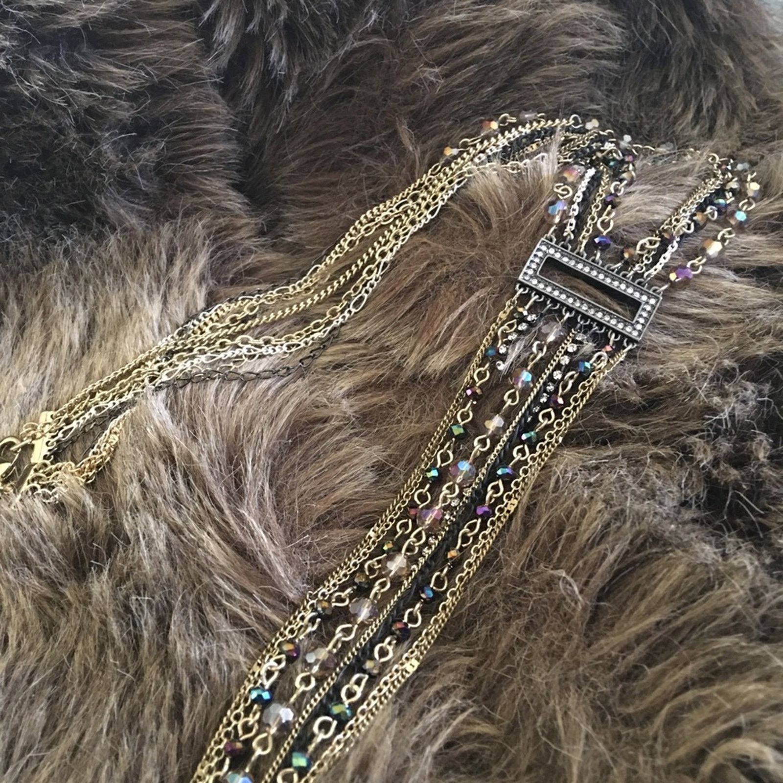 Jewelry Multi tone chain tie style fringe sparkle necklace Size ONE SIZE - 9 Thumbnail