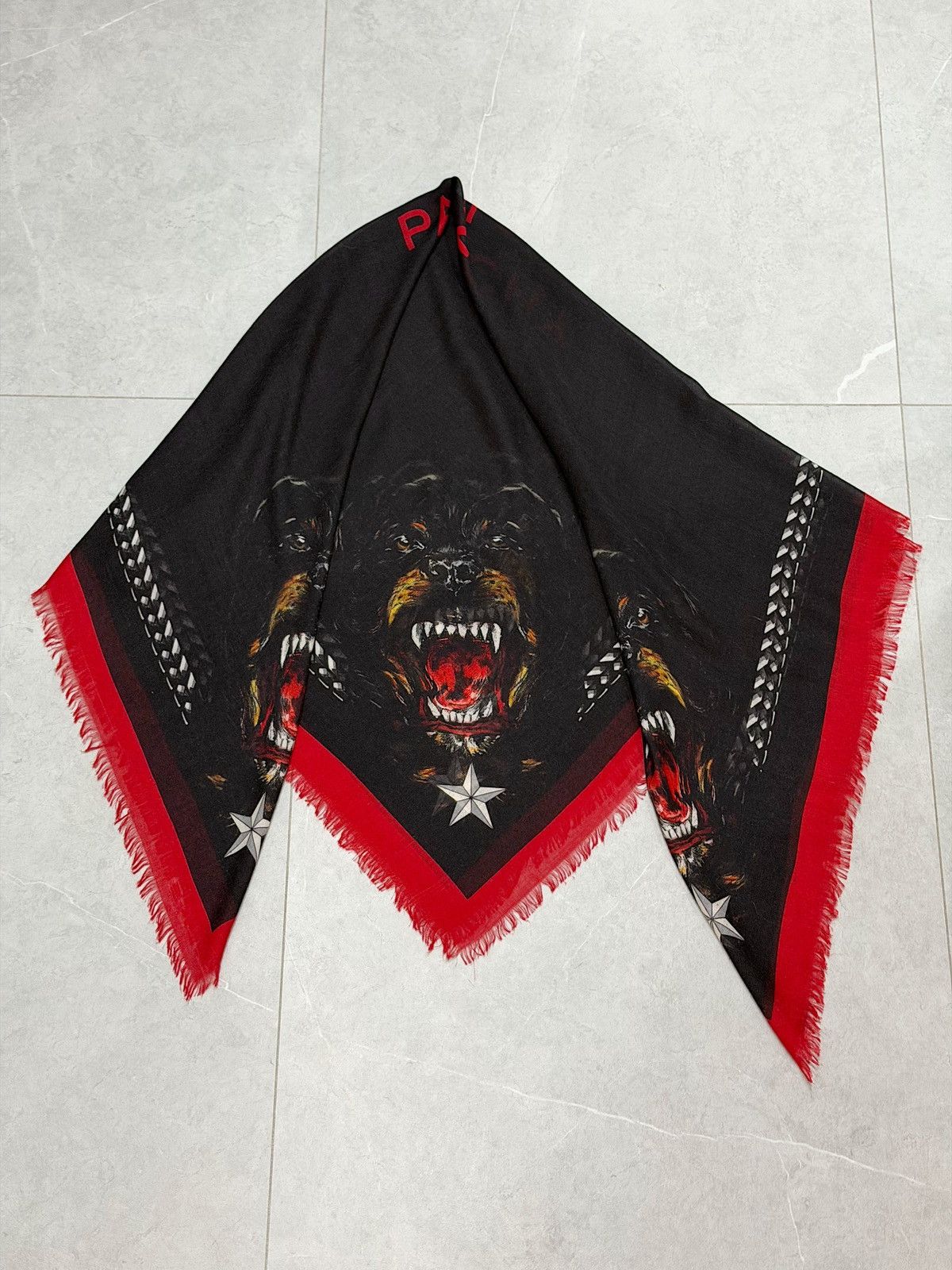 Givenchy GIVENCHY Rottweiler Stars & Chain Cashmere Scarf wool Kanye Size ONE SIZE - 12 Thumbnail