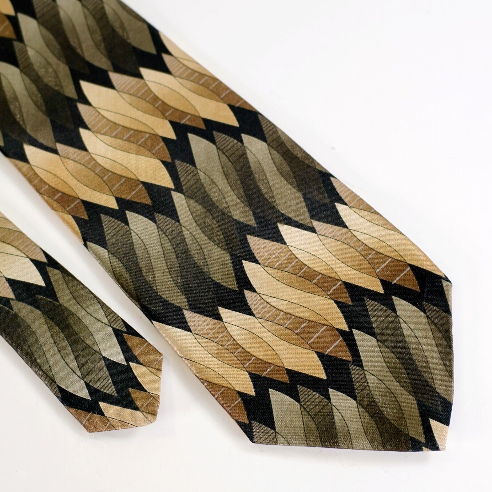David Taylor David Taylor Green Tan Abstract Geometric Wide Print Polyest Size ONE SIZE - 1 Thumbnail