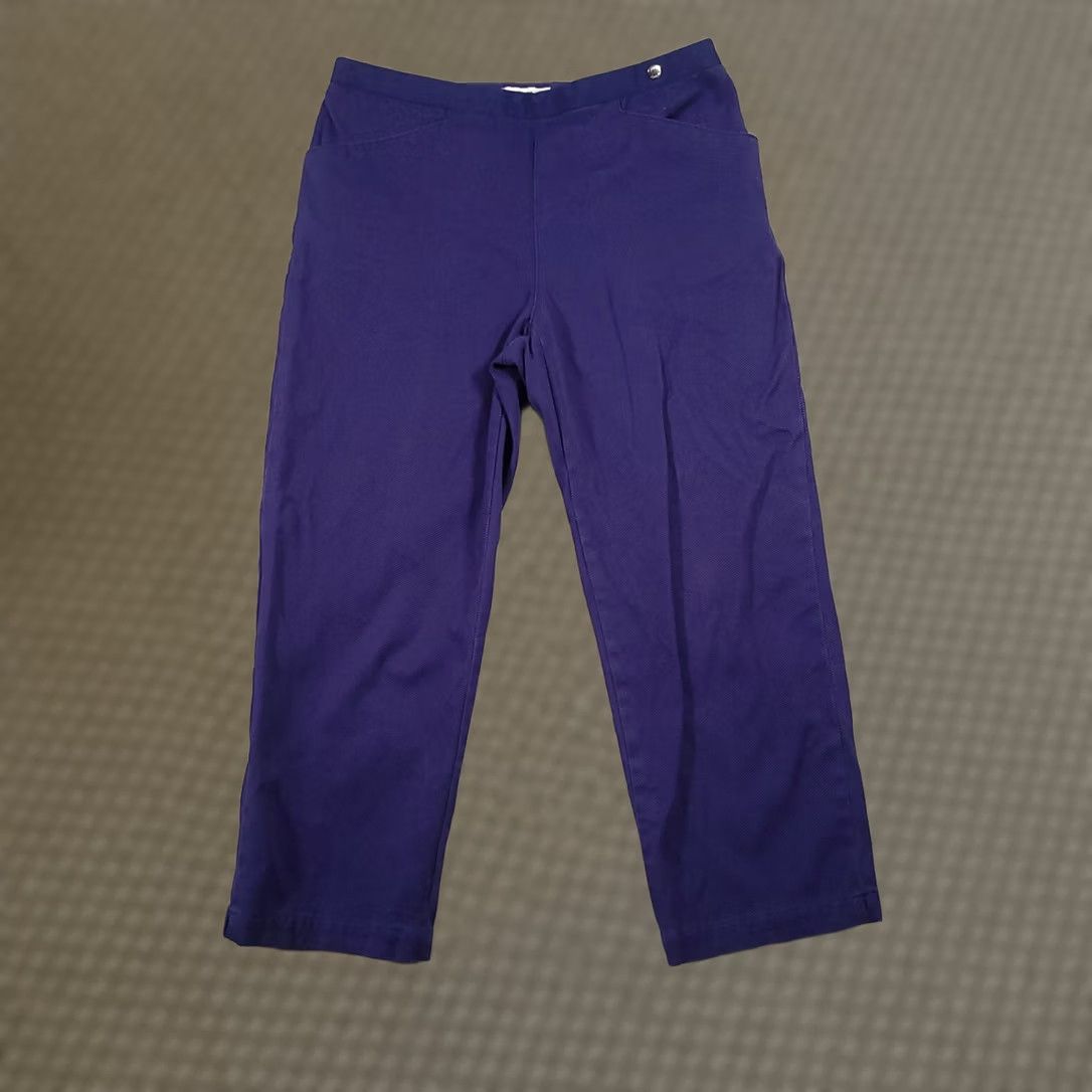 Vintage Lizgolf Pants Womens 6 Purple Audra Cotton Blend Golf Golfer Pants Regular Purple Plaid Belted Pockets 24in Inseam Size 28" / US 6 / IT 42 - 1 Thumbnail