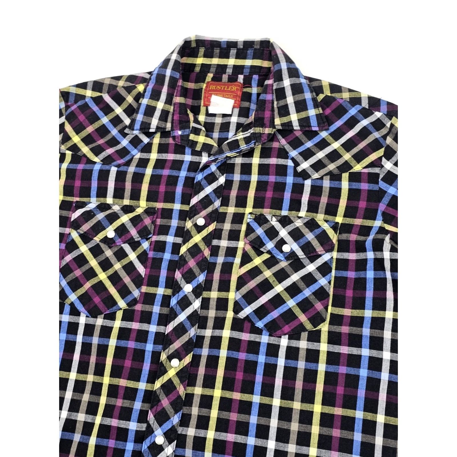 Vintage VINTAGE Rustler Shirt Plaid X-Long Tail Pearl Snap Mens L Size US L / EU 52-54 / 3 - 2 Thumbnail