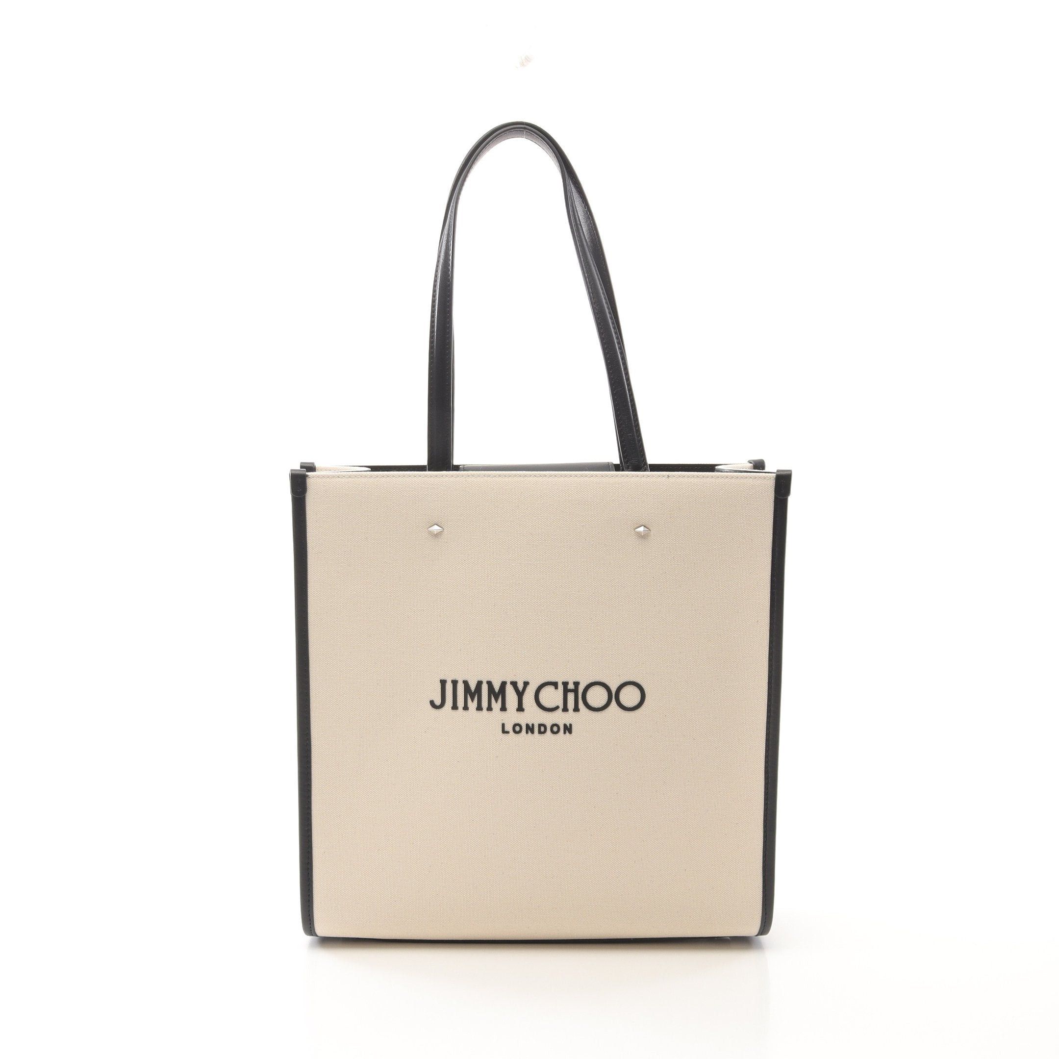 Jimmy Choo Jimmy Choo N/S Tote M Shoulder Bag Canvas Leather Off White Black Size ONE SIZE - 1 Thumbnail