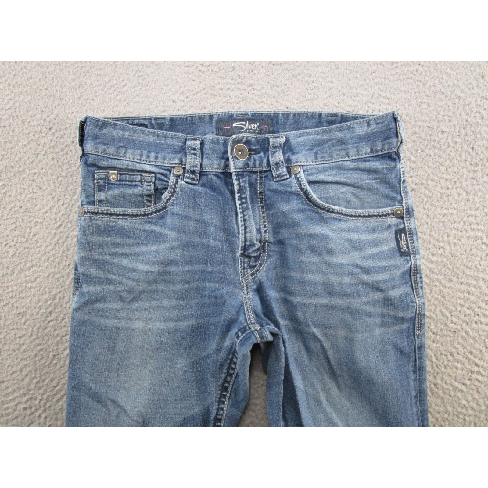 Silver Jeans Co. Silver Jeans Co Eddie Jeans Mens 5-Pocket Design Straight Fit Denim Blue 32x34 Mid Rise Cotton Vintage No Logo 32 Regular Size Inseam 34 Size US 32 / EU 48 - 3 Thumbnail