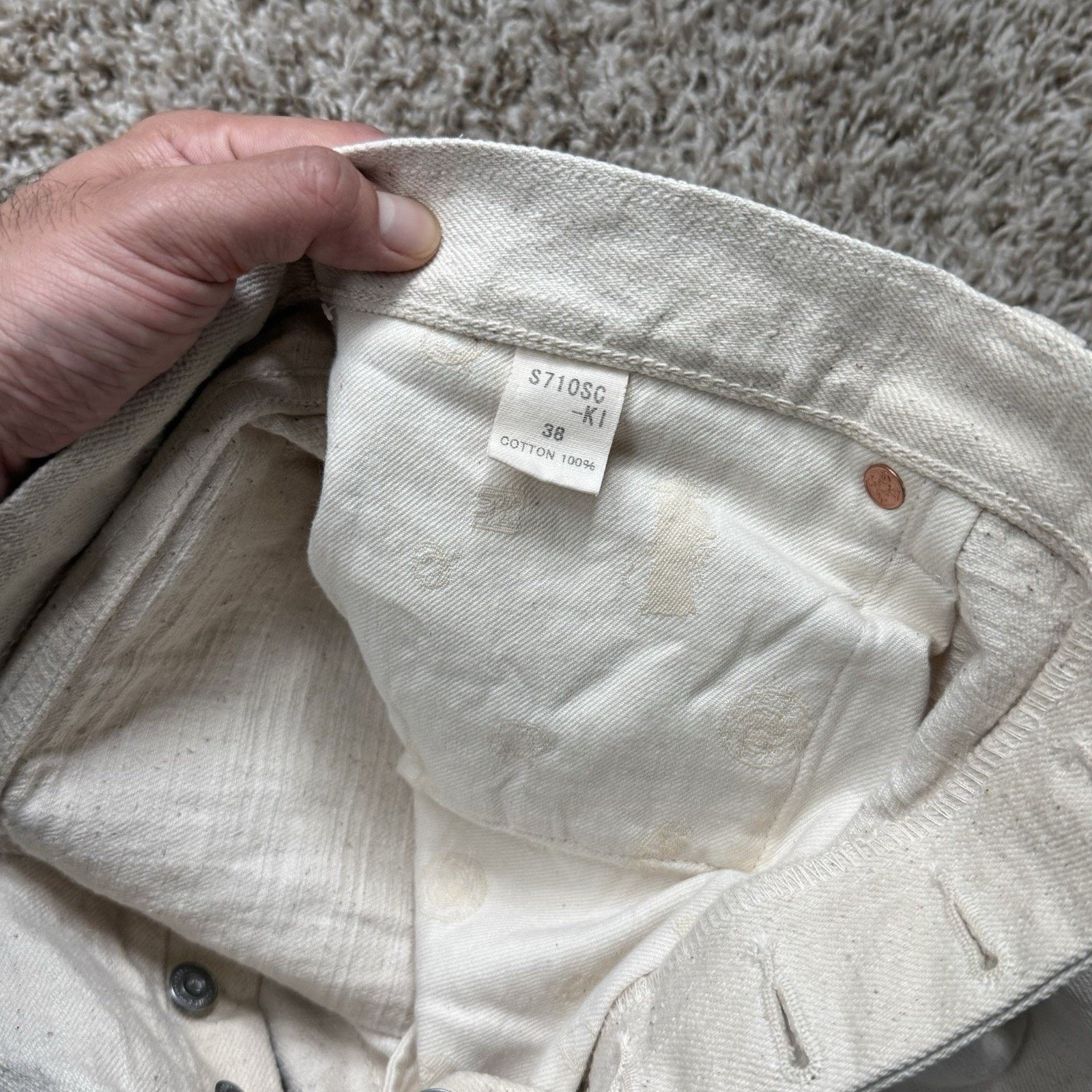 Samurai Jeans Samurai Cotton 18oz Ecru Selvedge Denim Jeans S710SC-KI Size US 34 / EU 50 - 7 Thumbnail