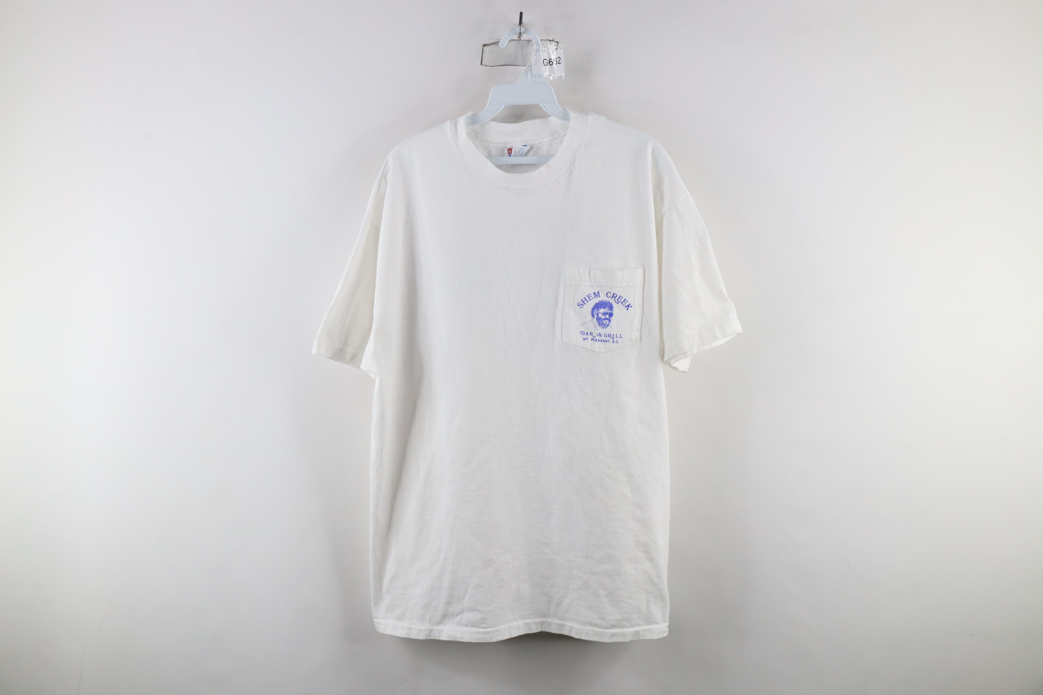 Vintage Vintage 90s Shem Creek Bar & Grill Pocket T-Shirt White USA Size US XL / EU 56 / 4 - 1 Thumbnail