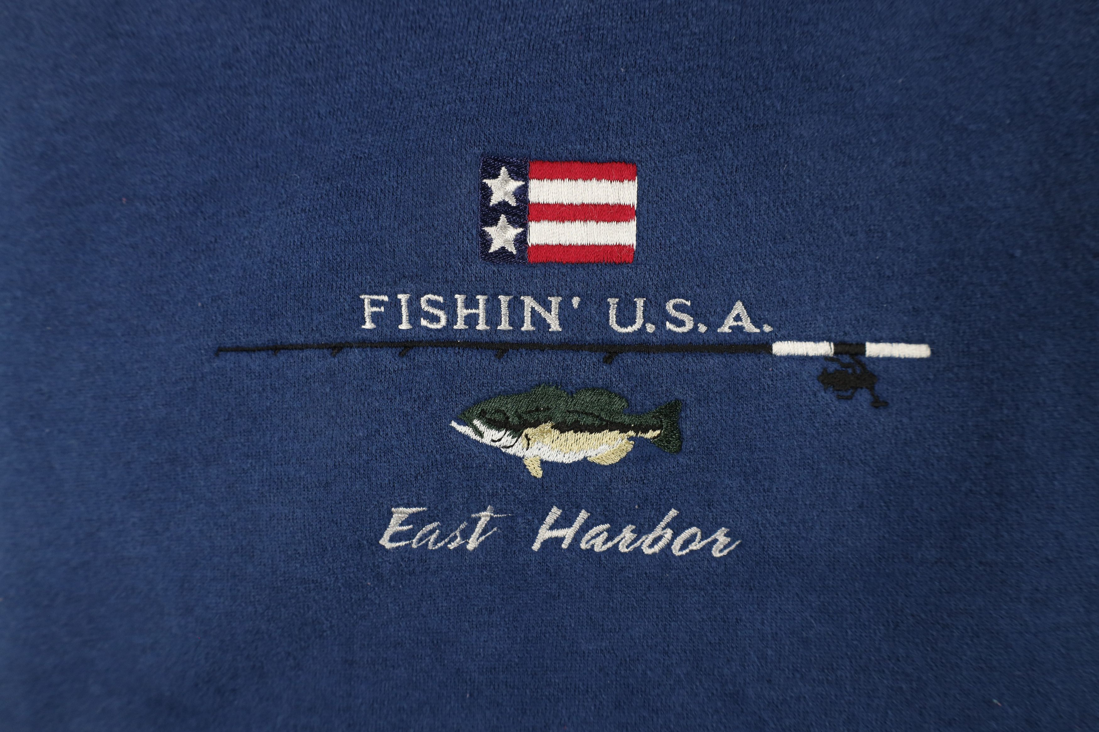 Vintage Vintage 90s Streetwear Fishing USA East Harbor Sweatshirt Size US XXL / EU 58 / 5 - 4 Thumbnail