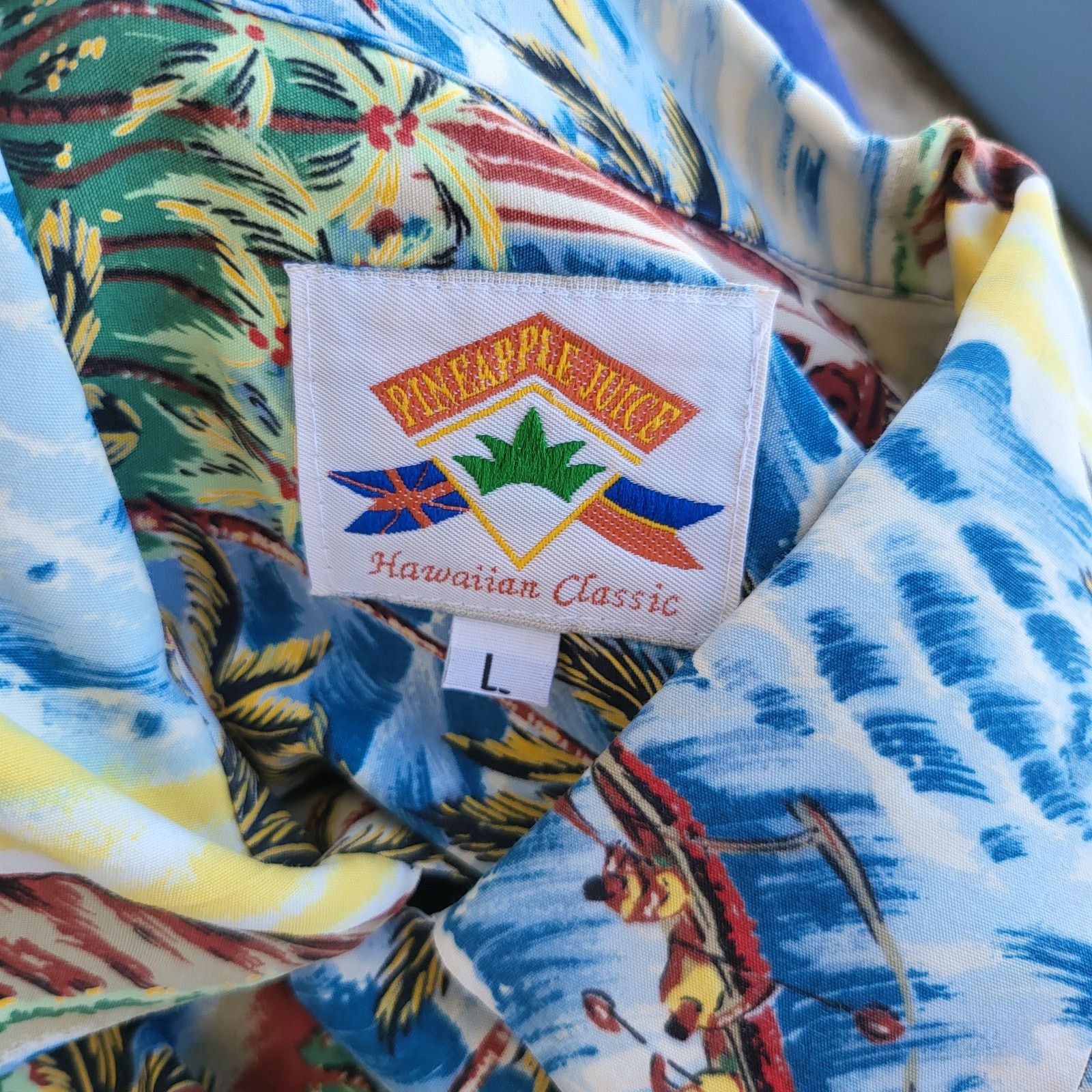 Pineapple Connection Vintage Pineapple Juice Hawaiian Shirt Size L Blue Rayon Size US L / EU 52-54 / 3 - 7 Thumbnail