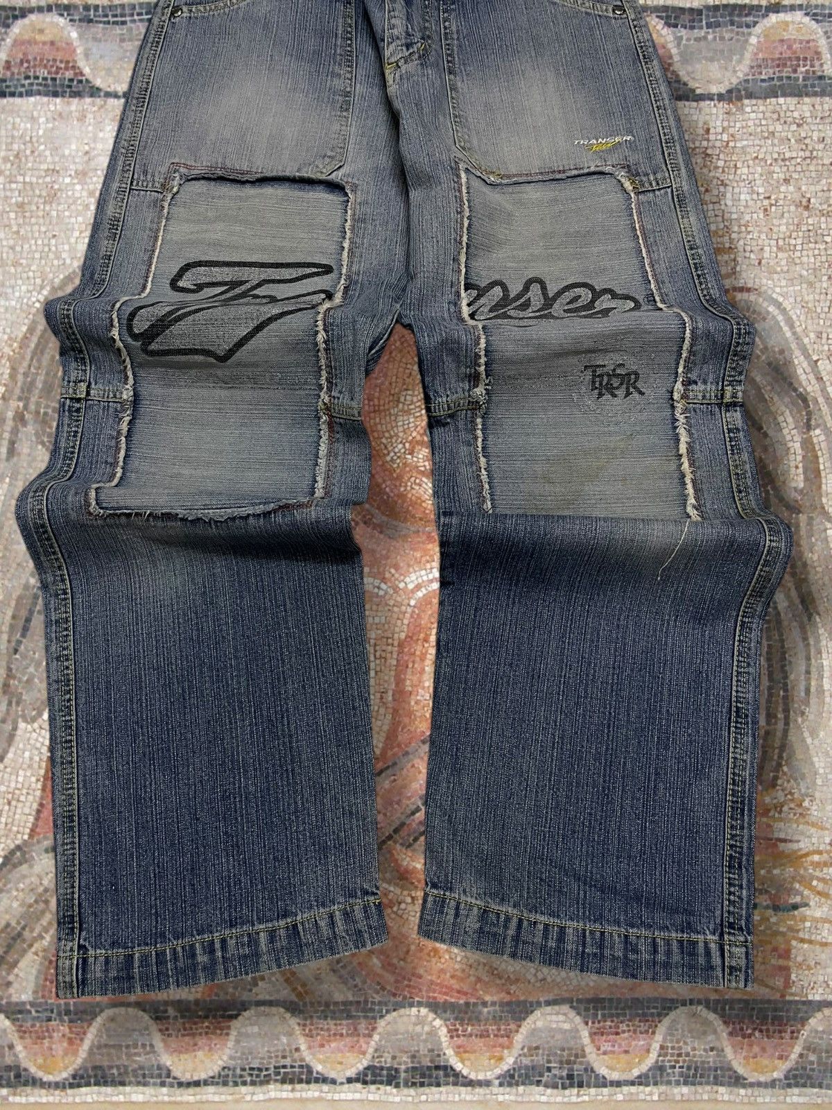 Japanese Brand Vintage 1990s Japan Designer Transer Double Knee Baggy Denim Size US 28 / EU 44 - 3 Thumbnail
