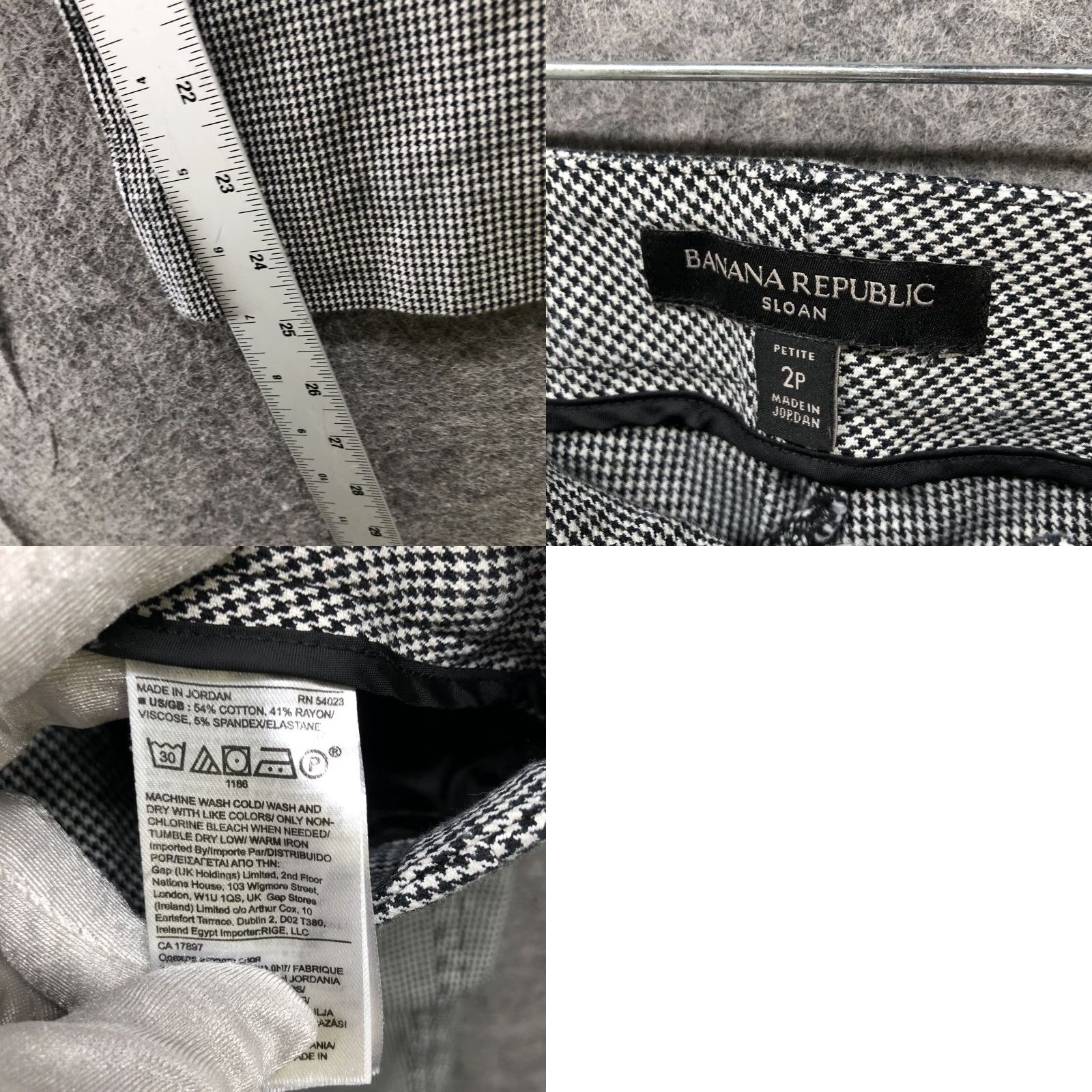 Banana Republic VINTAGE Banana Republic Sloan Houndstooth Pants Womens 2P Flare Crop Black White Size 26" / US 2 / IT 38 - 8 Thumbnail