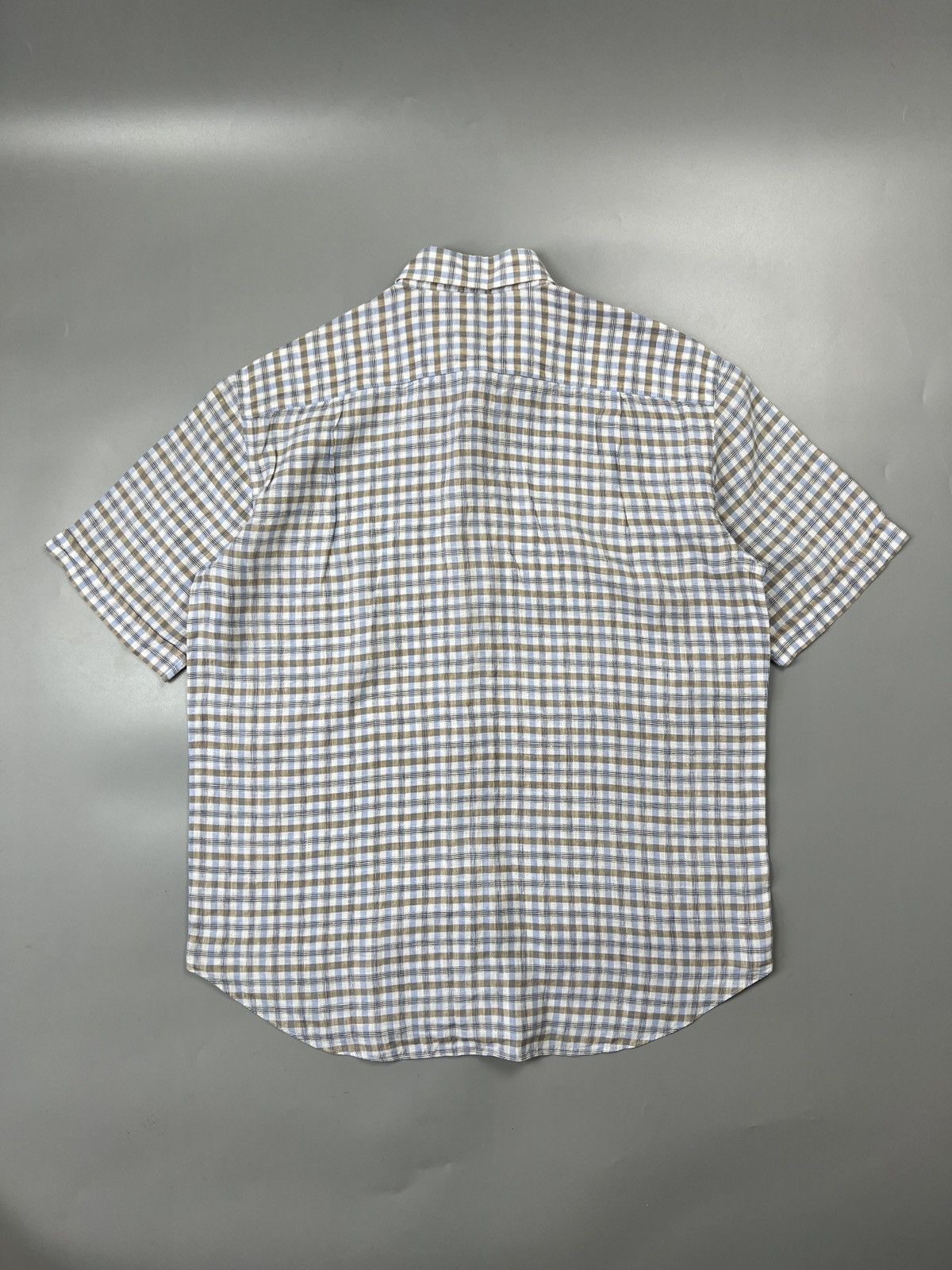 Brioni Brioni Short Sleeve Linen Tartan Shirt (Y0543) Size US XL / EU 56 / 4 - 9 Thumbnail