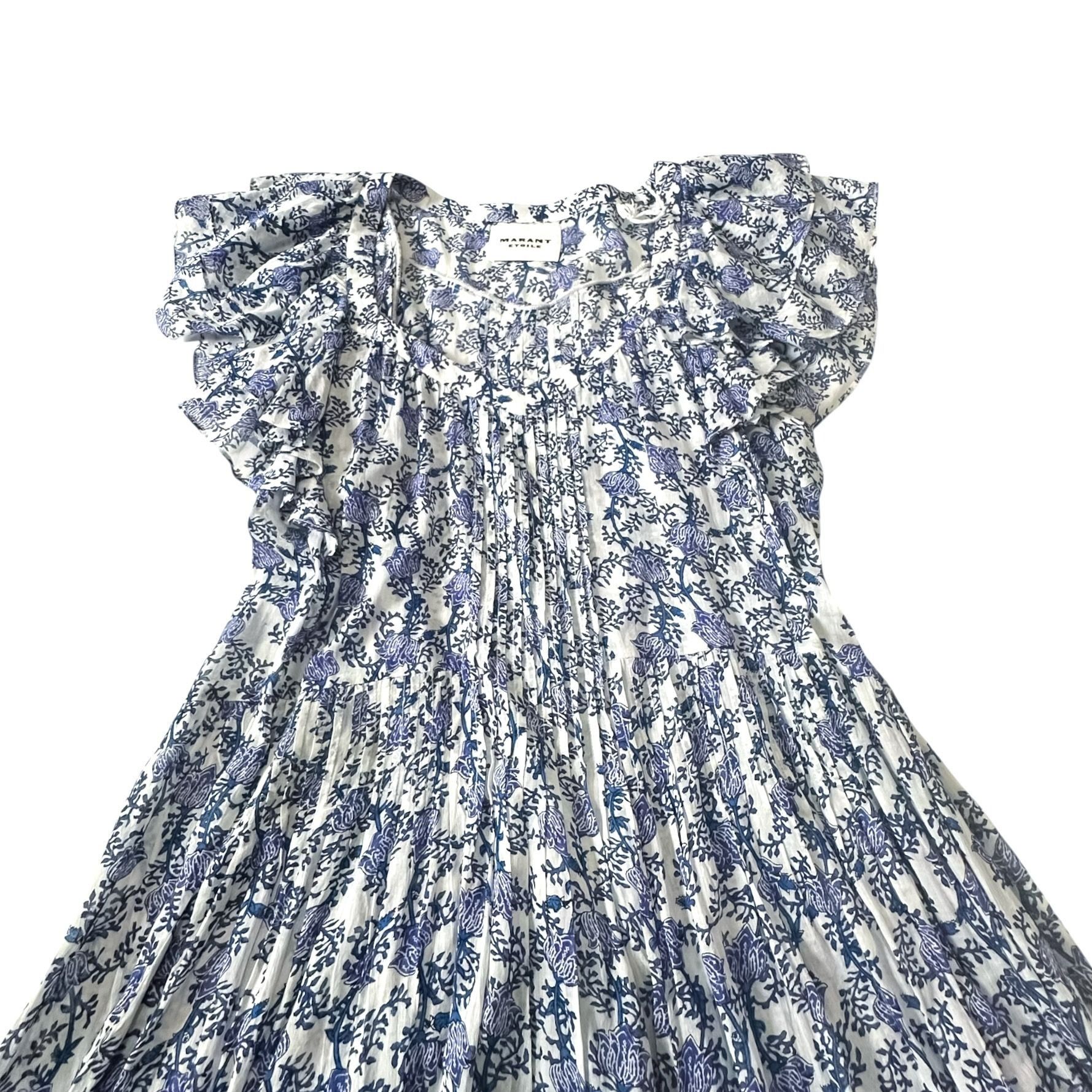 Isabel Marant Etoile Isabel Marant Étoile Godrana Blue Floral Cotton Mini Dress F Size M / US 6-8 / IT 42-44 - 7 Thumbnail