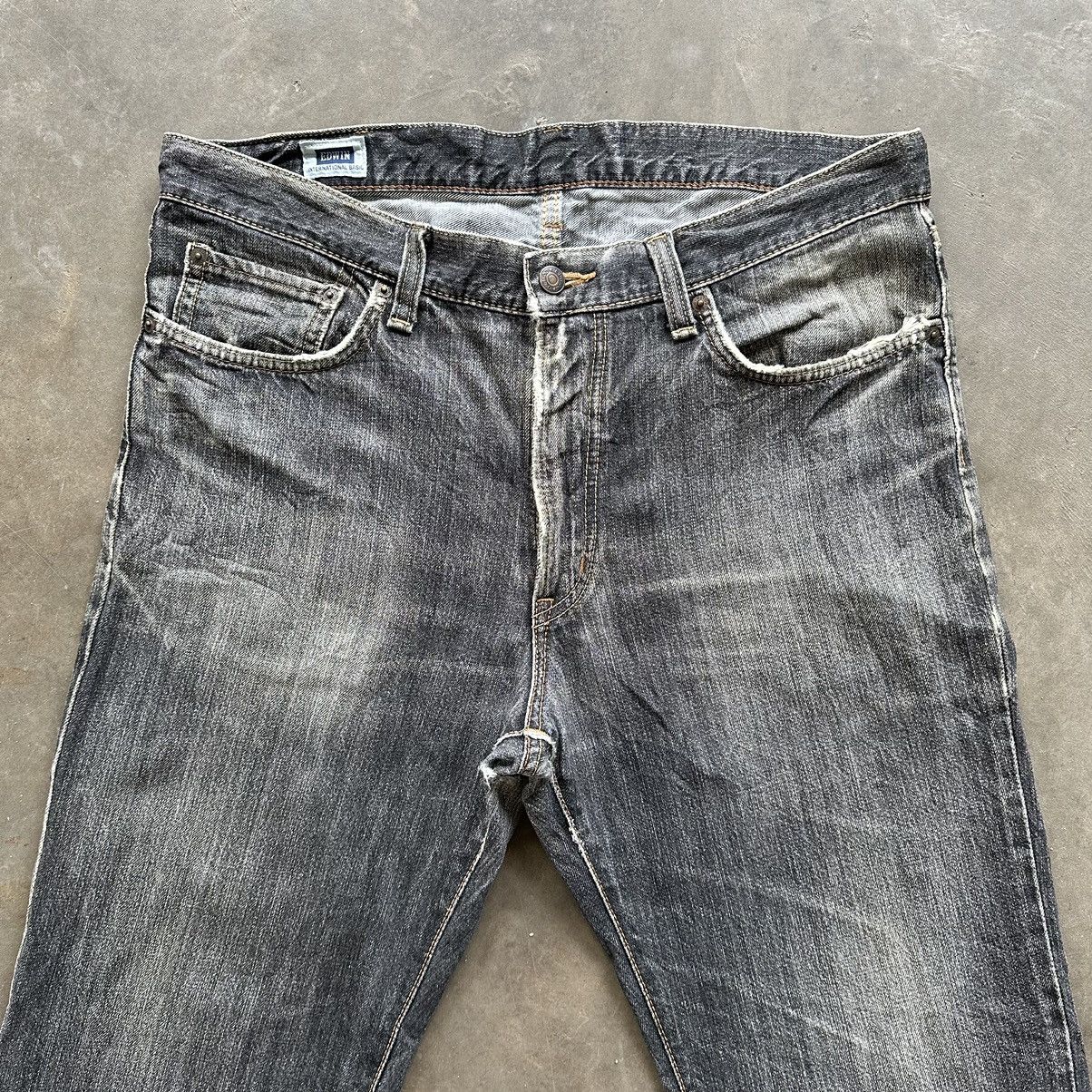 Japanese Brand W36🔥Vintage Edwin Black Distressed Faded Denim Jean Pant Size US 36 / EU 52 - 3 Thumbnail