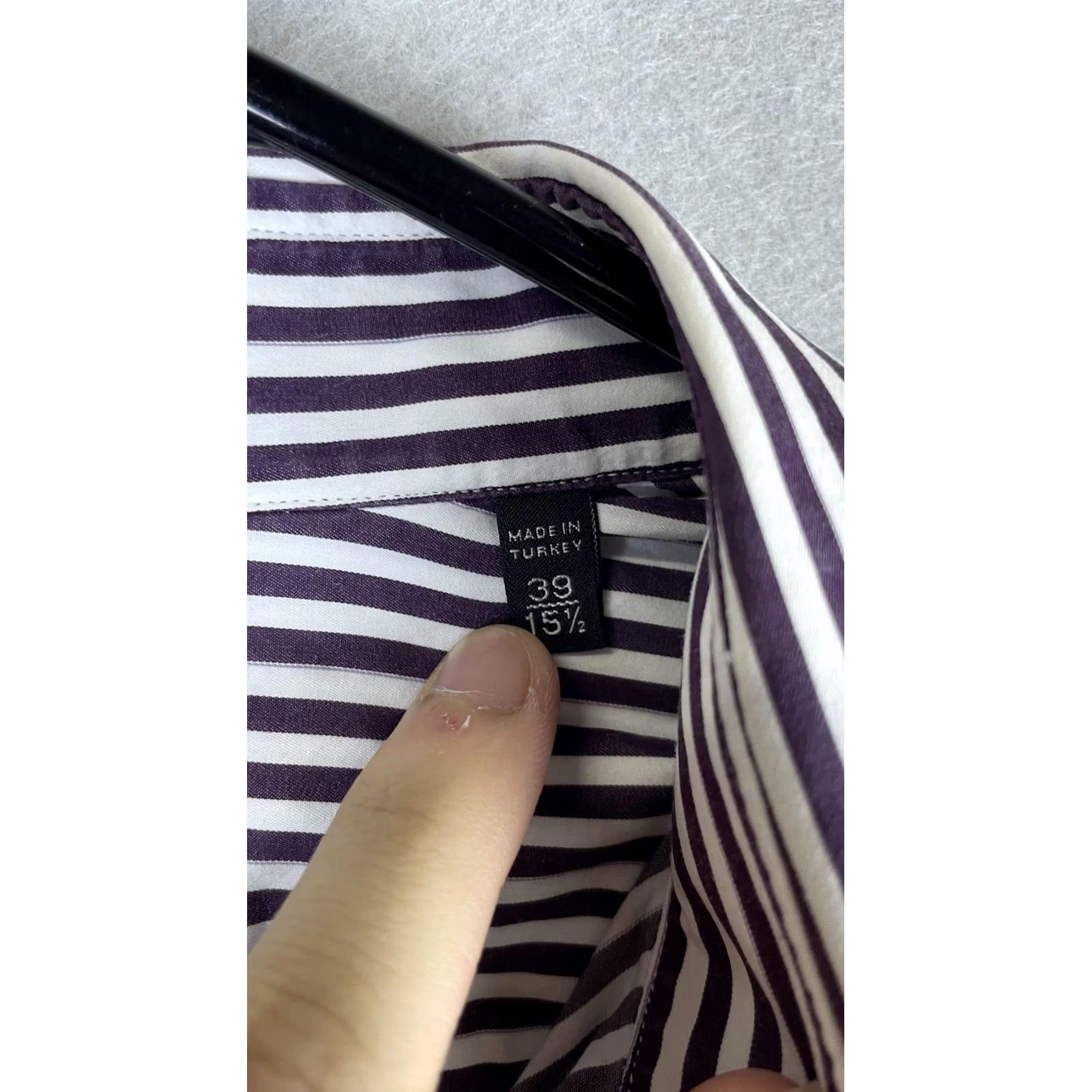 Ermenegildo Zegna Ermenegildo Zegna Dress Shirt Mens 15.5 Purple Stripe Classic Fit Long Sleeve Size 42R - 3 Thumbnail