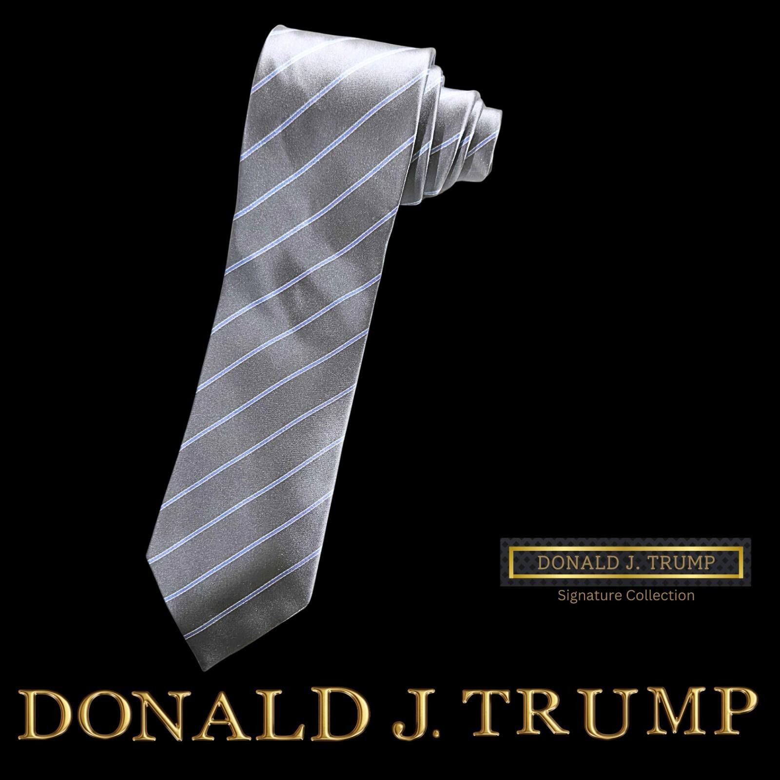 Designer NWT Donald Trump Signature Collection Necktie Silver & Blue Size ONE SIZE - 1 Thumbnail