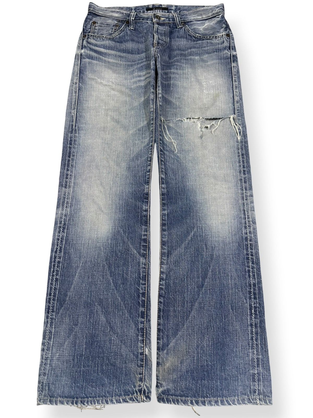 Junya Watanabe Vintage Johnbull Selvedge Whisker Loose Fit Distressed Jeans Size US 31 - 2 Thumbnail