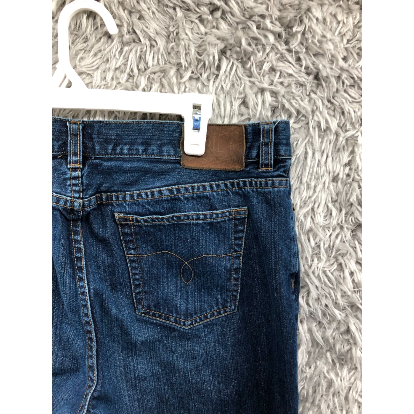 Ralph Lauren VINTAGE LRL Jeans Size 12 Womens Mid Rise Dark Wash Blue Denim Straight Leg Size 34" / US 12 / IT 48 - 6 Thumbnail