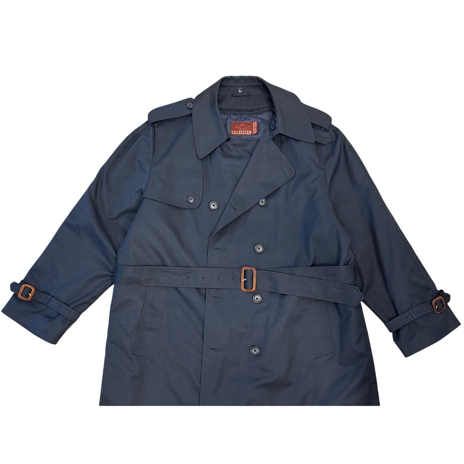 Nordstrom Vintage 80s Nordstrom Double Breasted Trench Coat Navy 46R Size US XL / EU 56 / 4 - 1 Thumbnail
