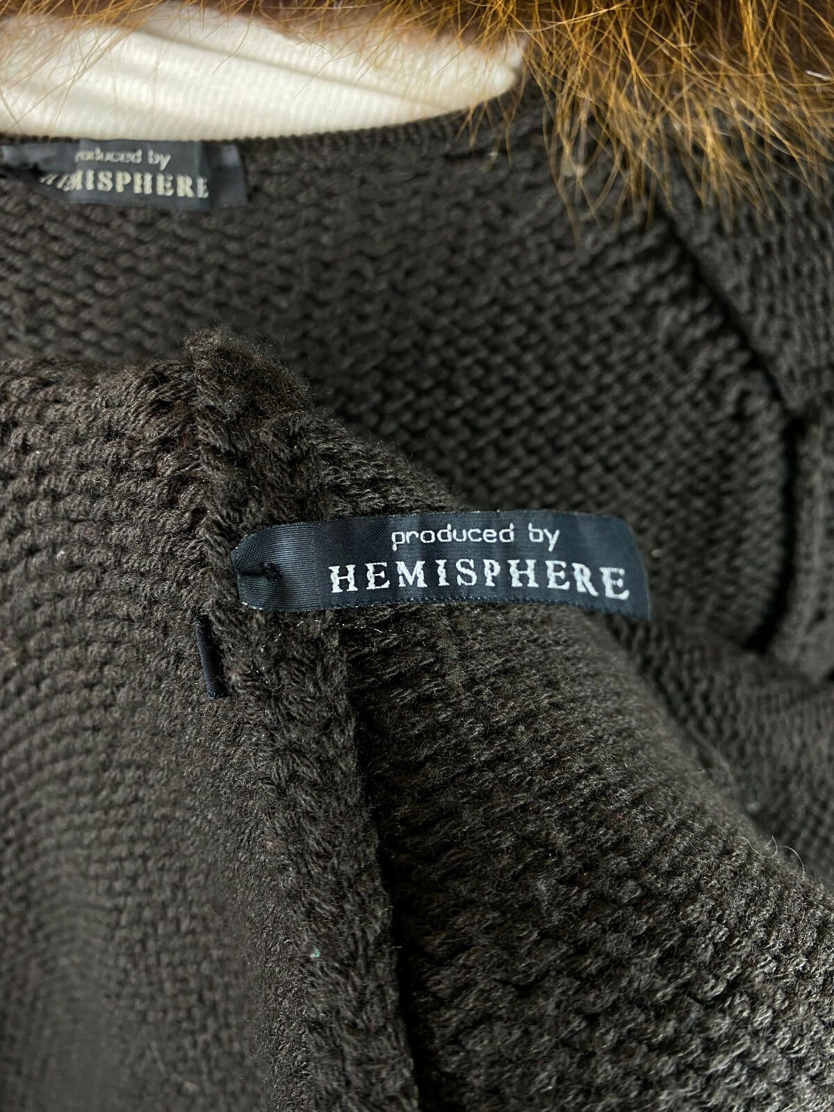 Designer Hemisphere Brown Faux Fur Knited Cardigan Sweater Size 42 Size M / US 6-8 / IT 42-44 - 9 Thumbnail